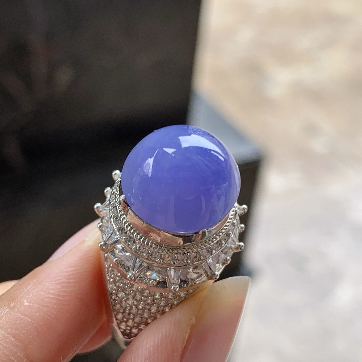 紫罗兰戒面^_^颜色鲜艳 饱满  铜托