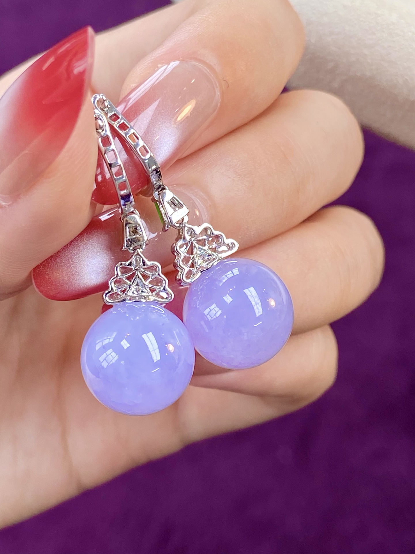 ️冰紫珠珠耳坠，紫气东来，贵气又婉约，戴上提气质，低调又有辨识度：36.11，无裂