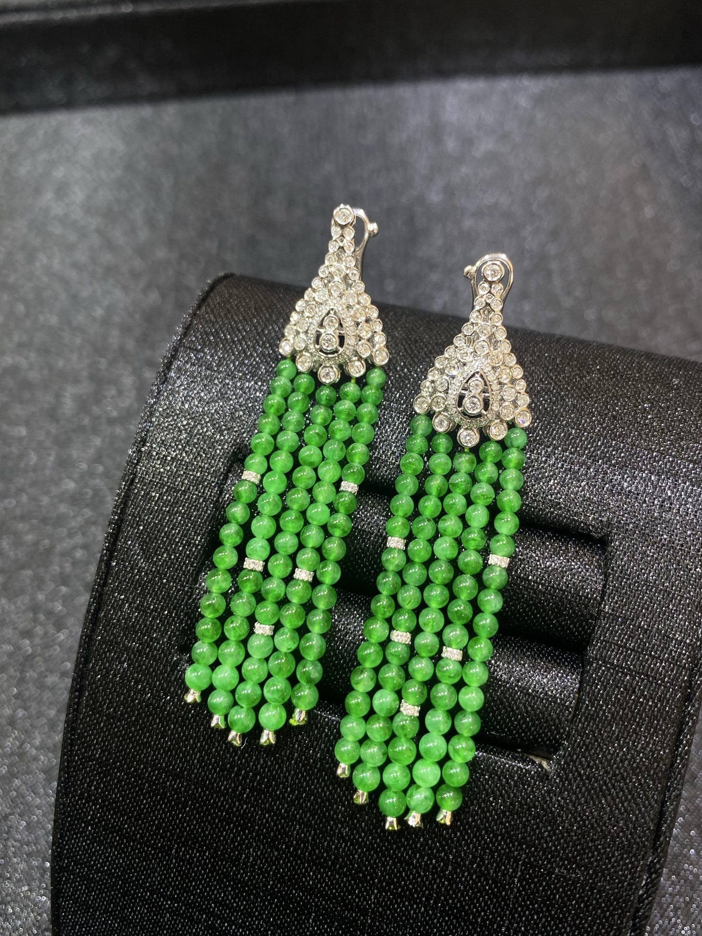 20260428（四）,18K辣绿小米珠耳坠,整体55.3/11.4/2.2