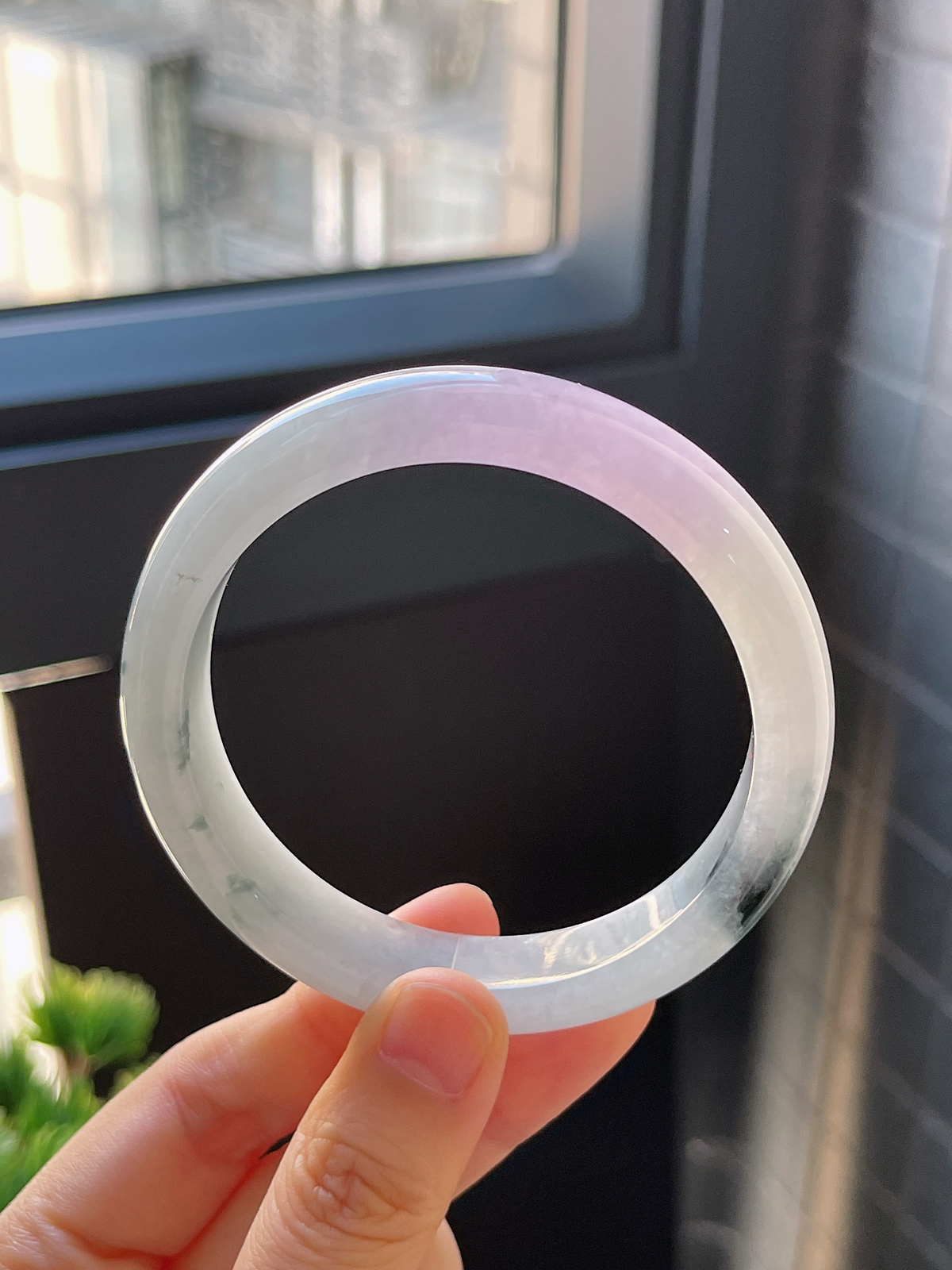 正圈57.6圈口，翡翠冰糯种春带彩手镯