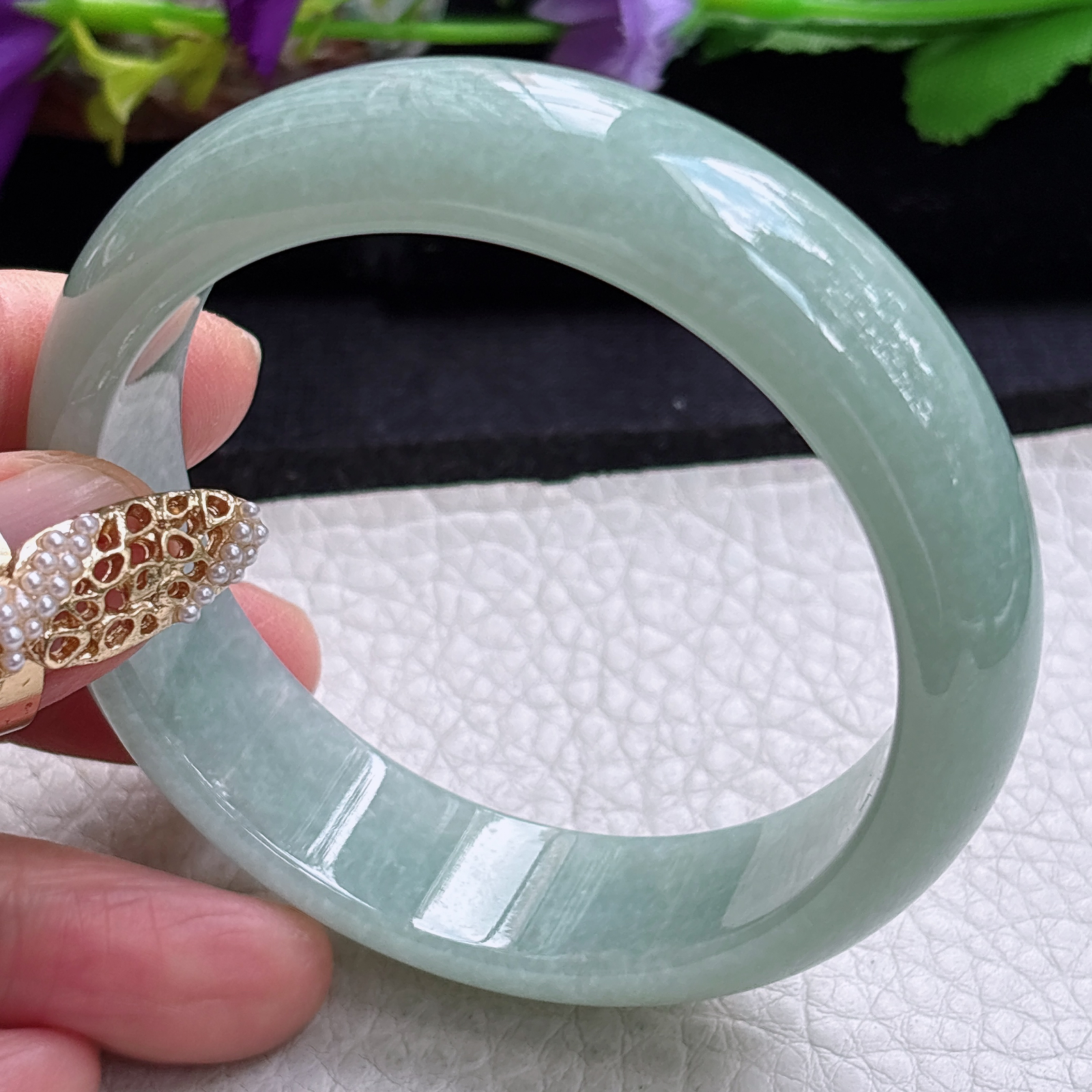 js实拍55.8*15.8*7.5轮胎镯 缅甸翡翠a货手镯满绿正圈大气玉镯子