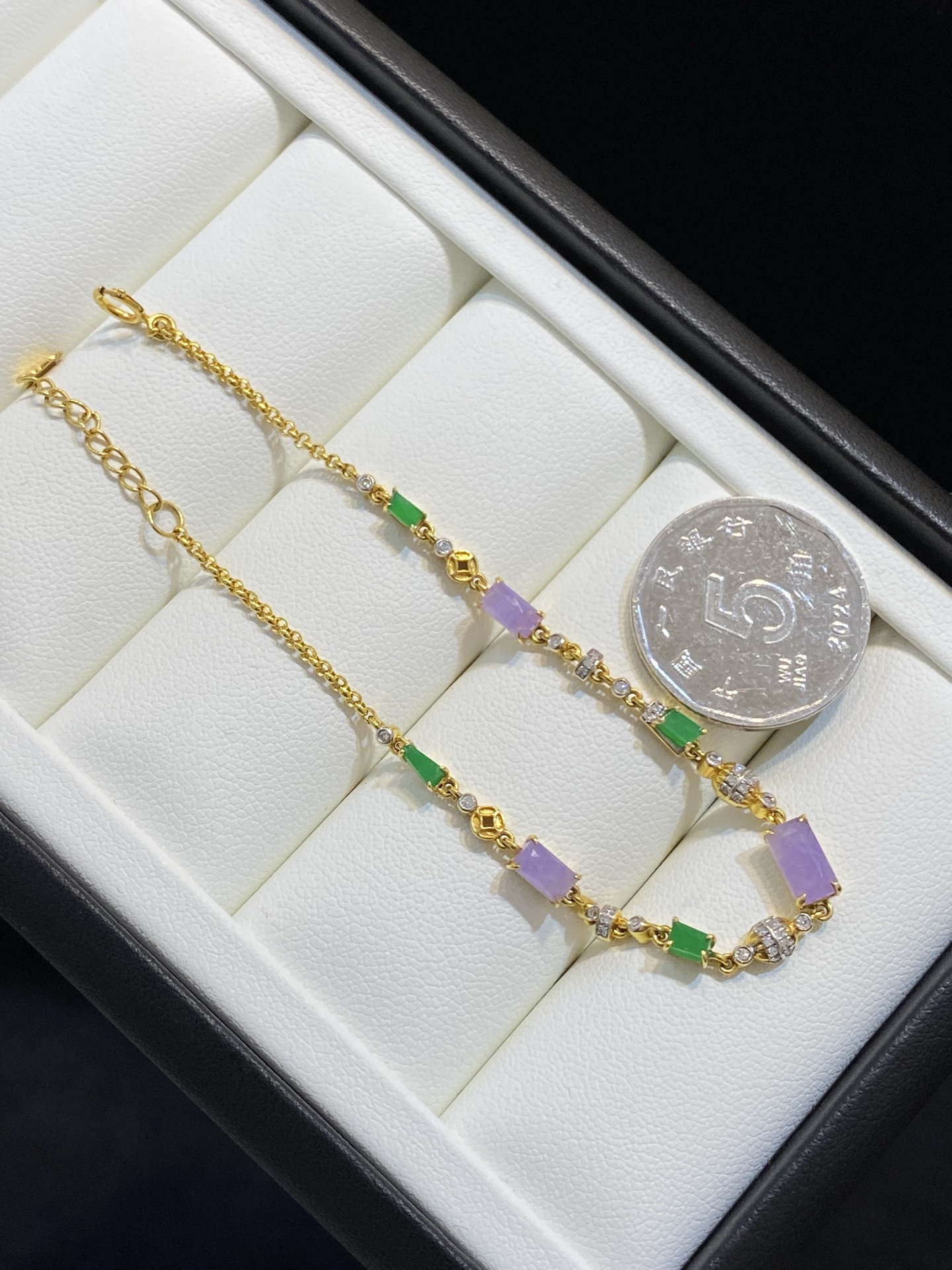 双色 异形 辣绿 手链 设计款 18k金，尺寸7/4/3.2