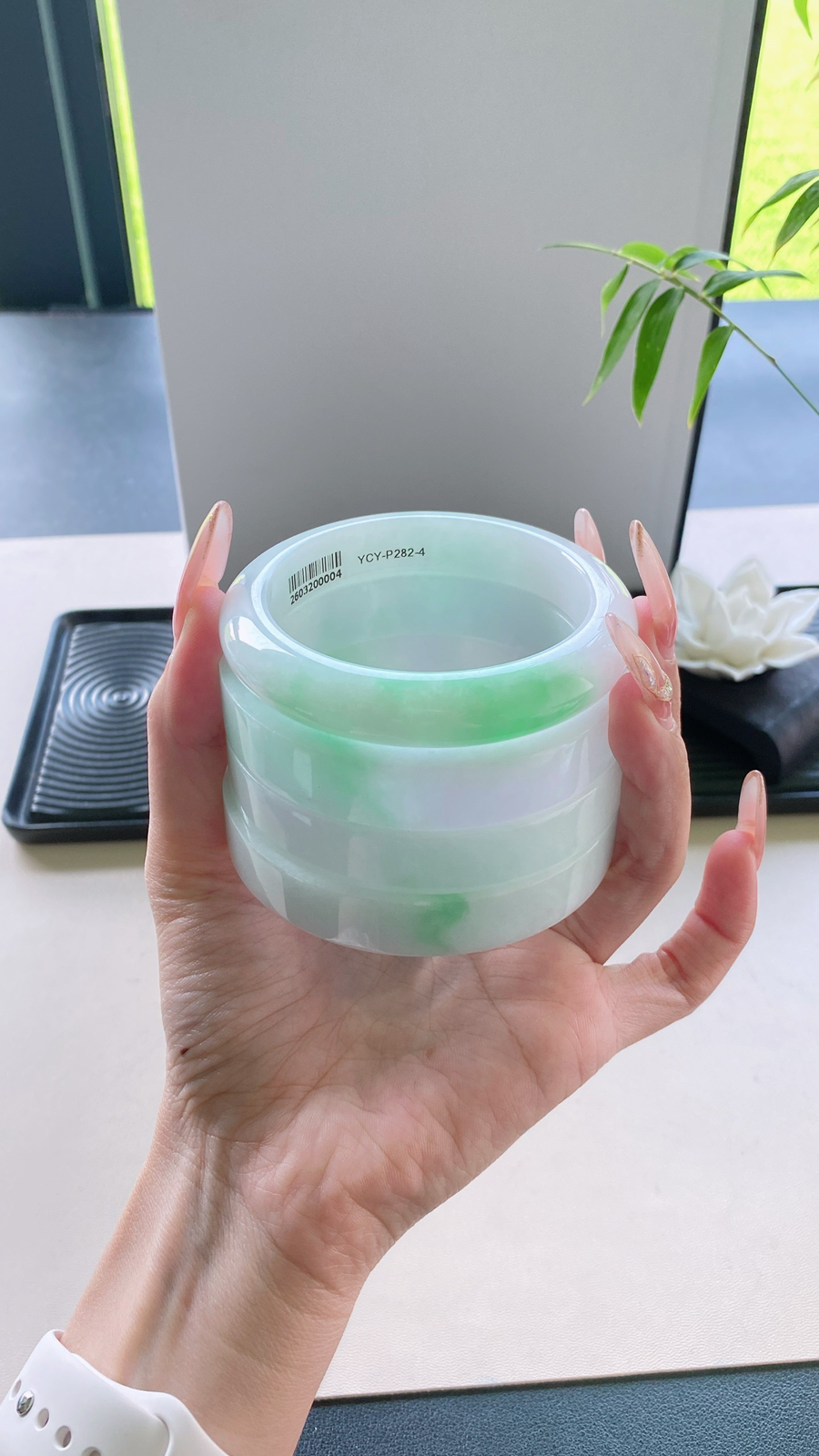 【白底青手镯胚】