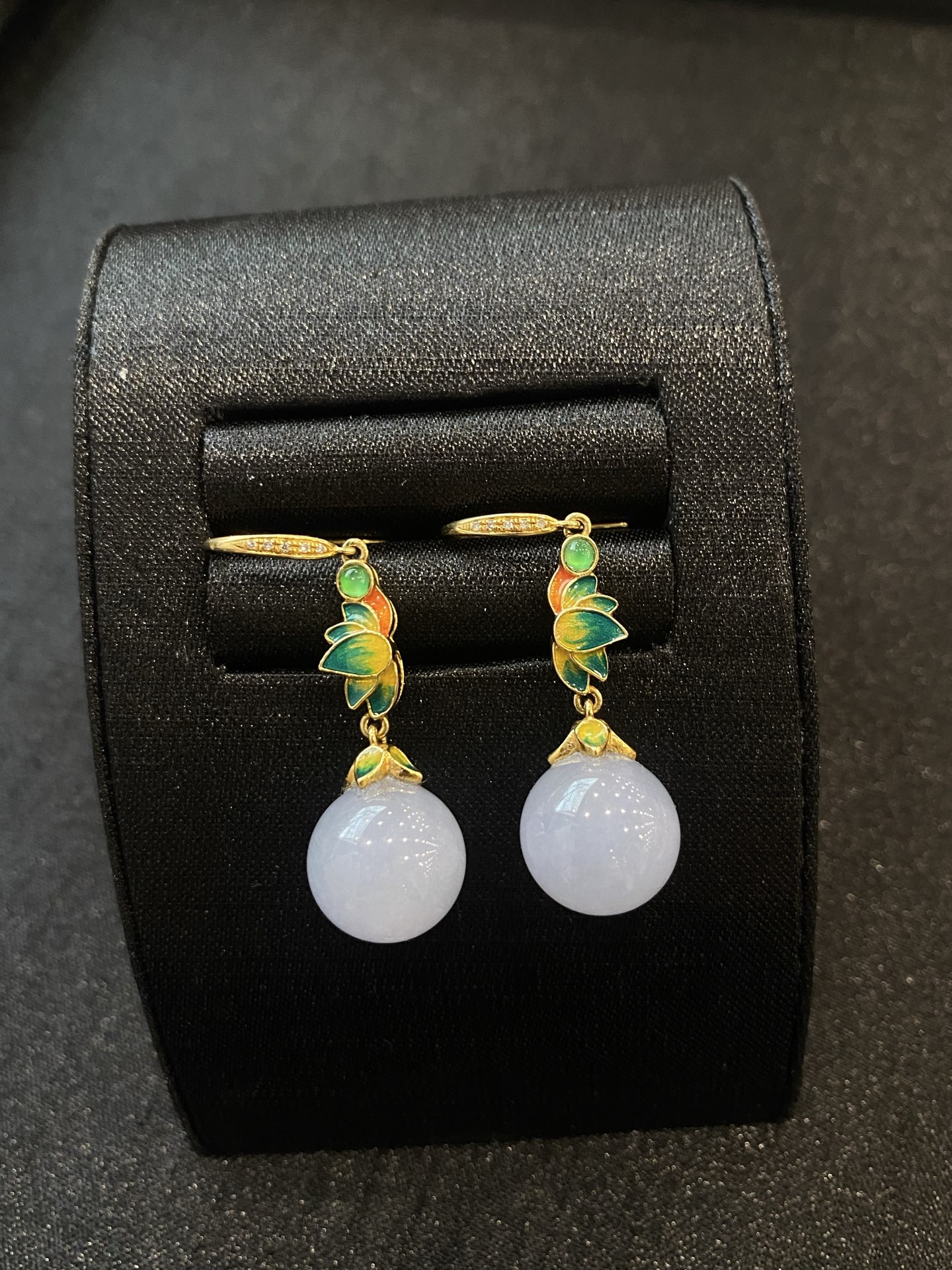 20260428（四）,18K淡紫罗兰珠子耳坠,整体43.4/12.4