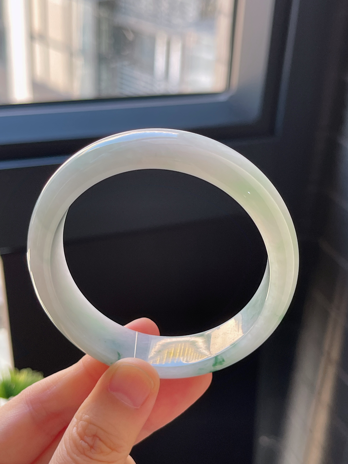 正圈55.4圈口，翡翠糯化种飘花手镯