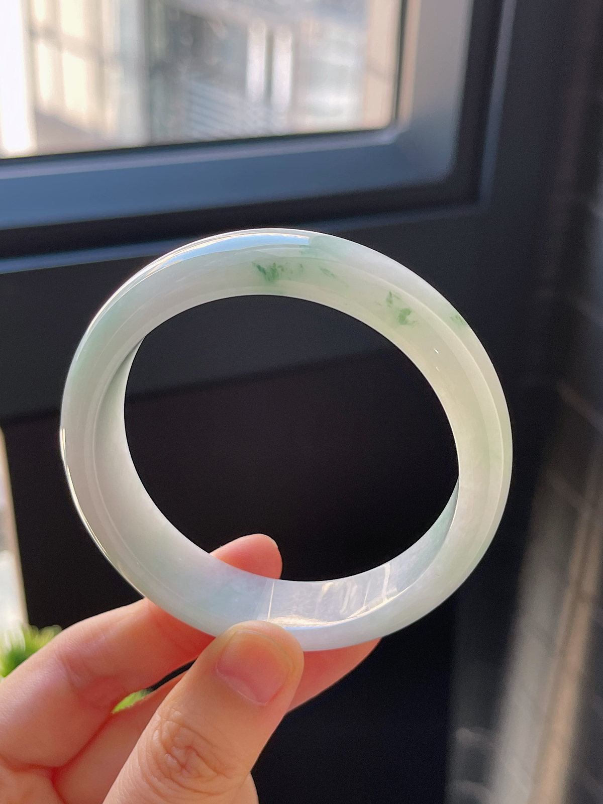 正圈55.4圈口，翡翠糯化种飘花手镯