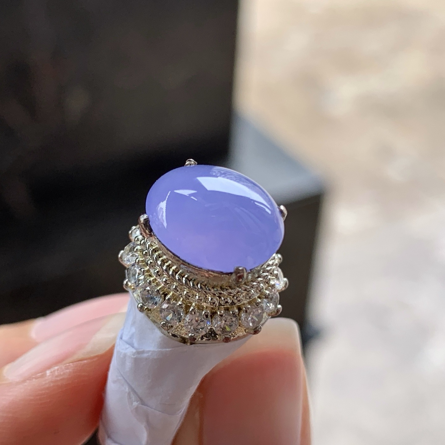 冰紫戒面^_^颜色好看