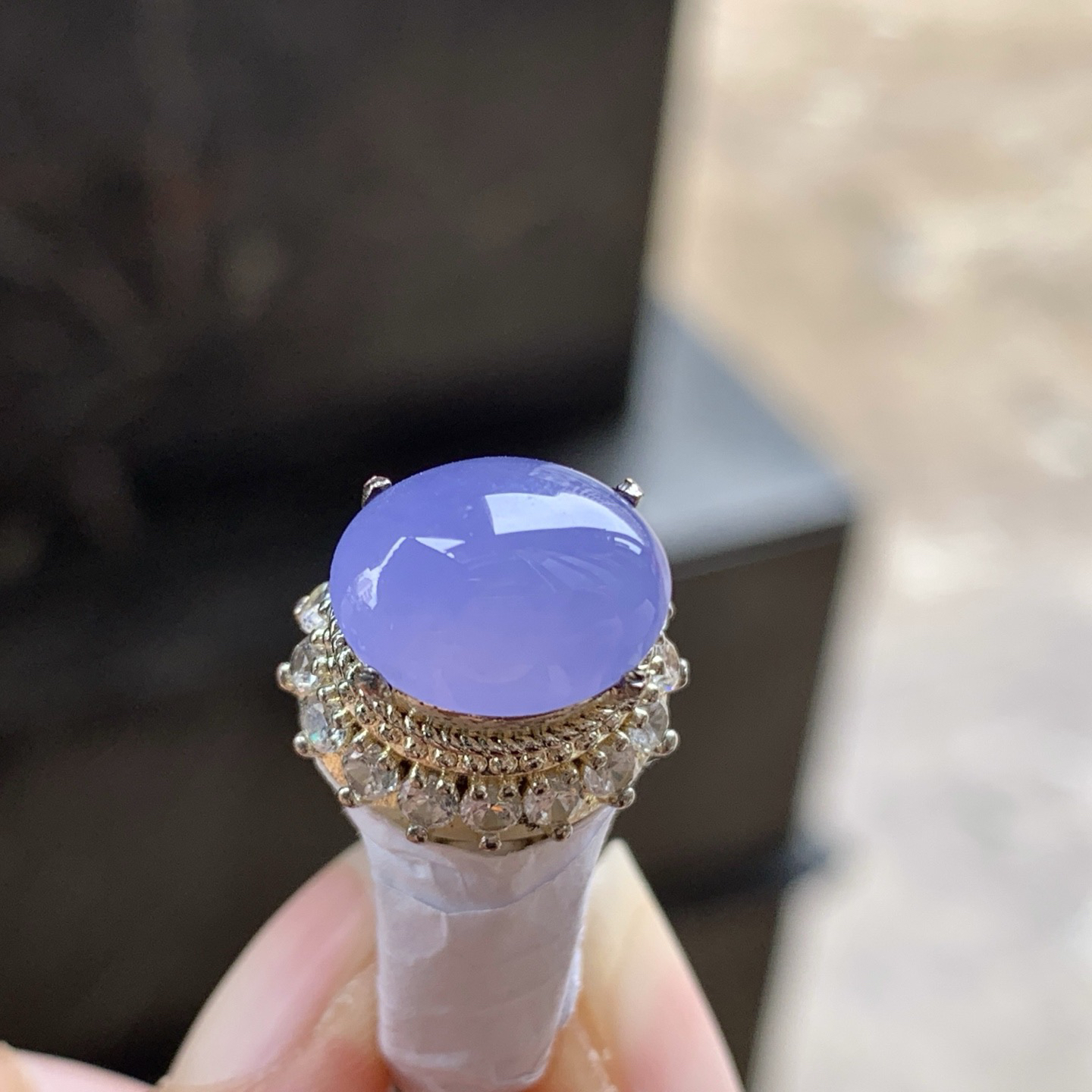 冰紫戒面^_^颜色好看