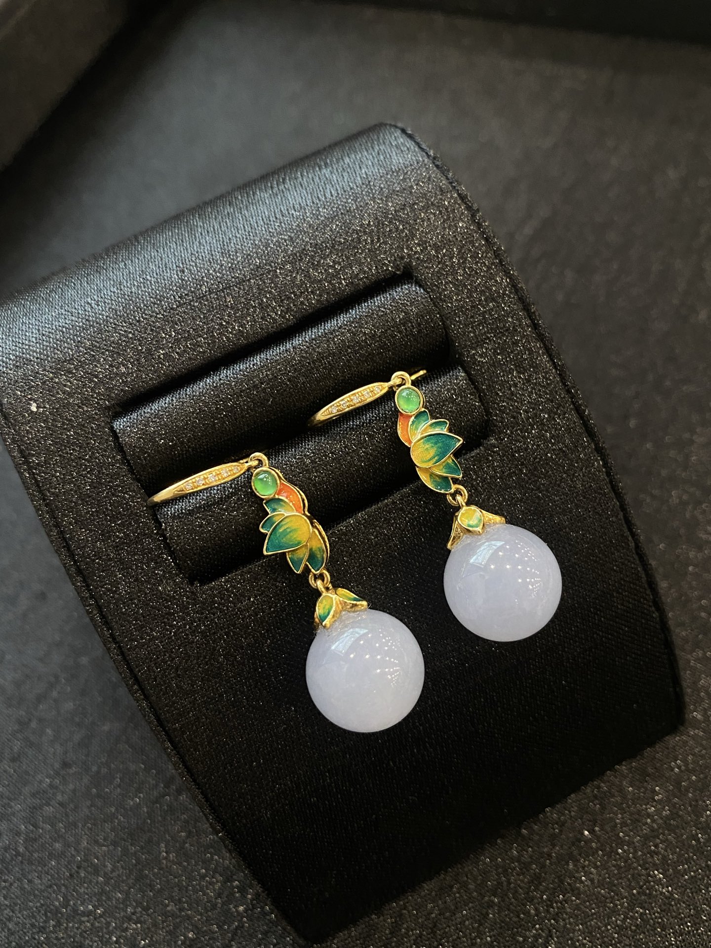 20260428（四）,18K淡紫罗兰珠子耳坠,整体43.4/12.4