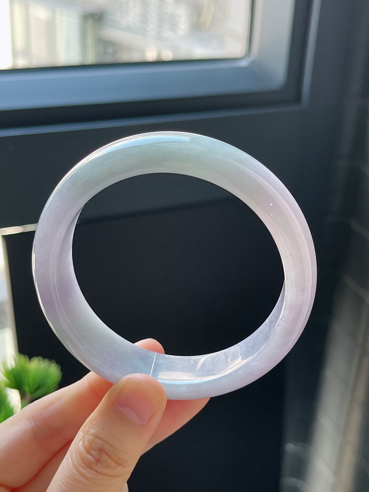 正圈58.8圈口，翡翠糯化种紫色手镯