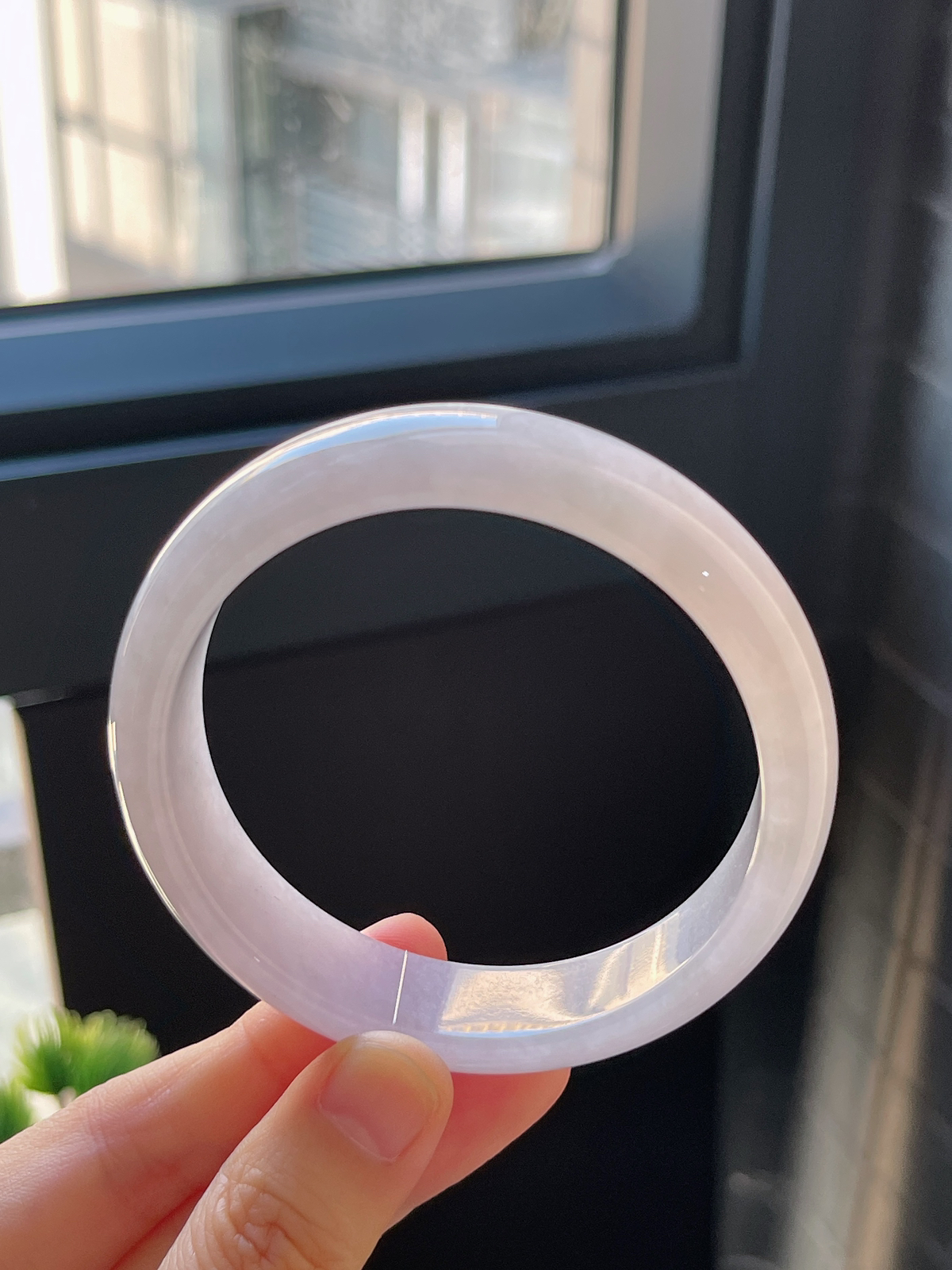 正圈57.8圈口，翡翠糯化种紫色手镯