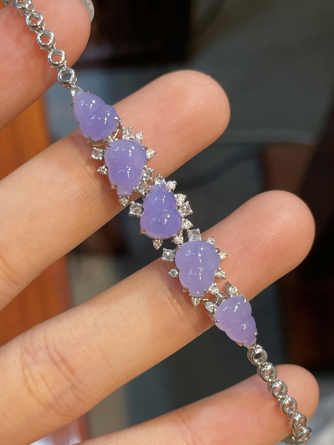 葫芦手链，，18k金镶嵌，8.5/6.9/3.6