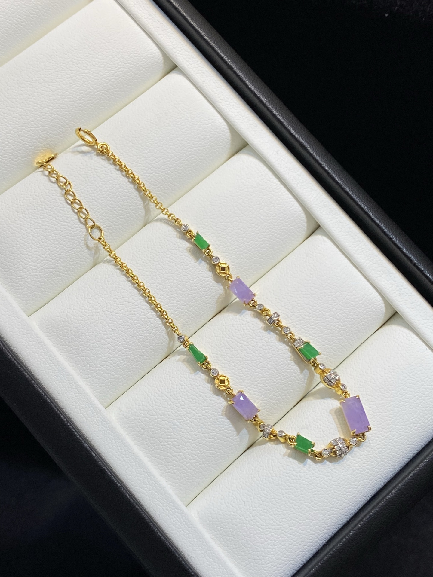 双色 异形 辣绿 手链 设计款 18k金，尺寸7/4/3.2