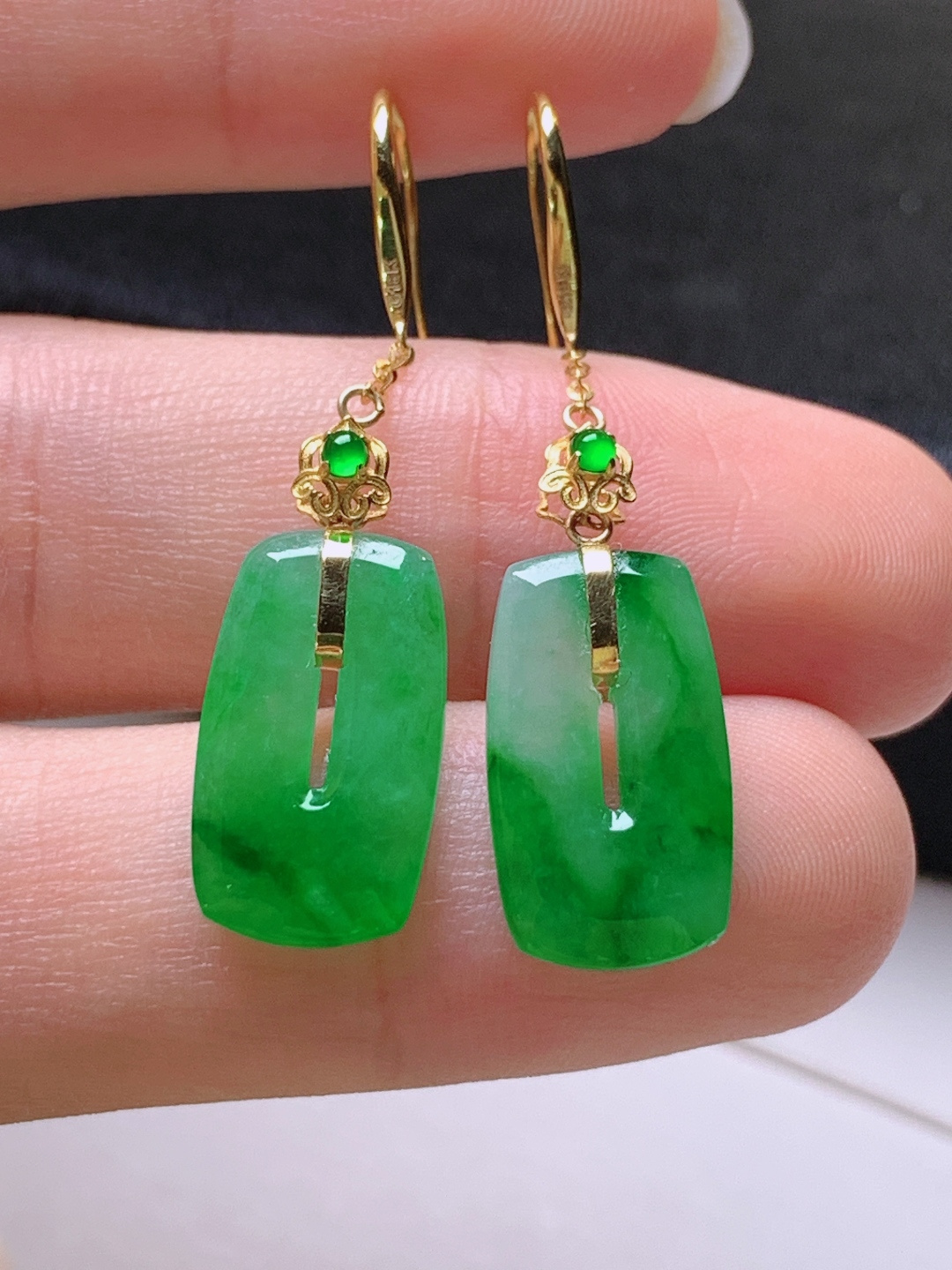 ️ 冰阳绿福贝耳坠，无裂色阳，裸石16.4/9.2/2.5