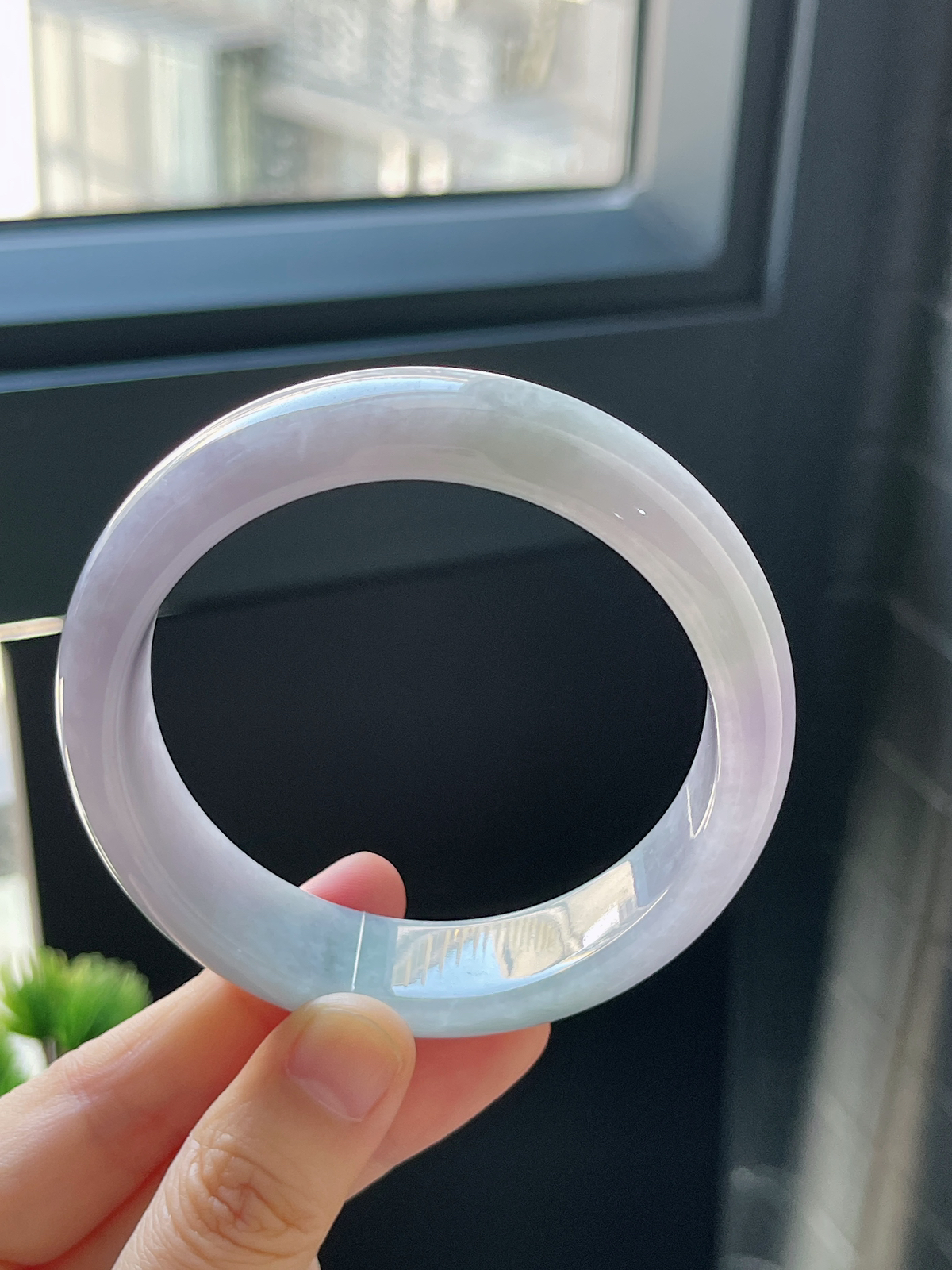 正圈58.8圈口，翡翠糯化种紫色手镯