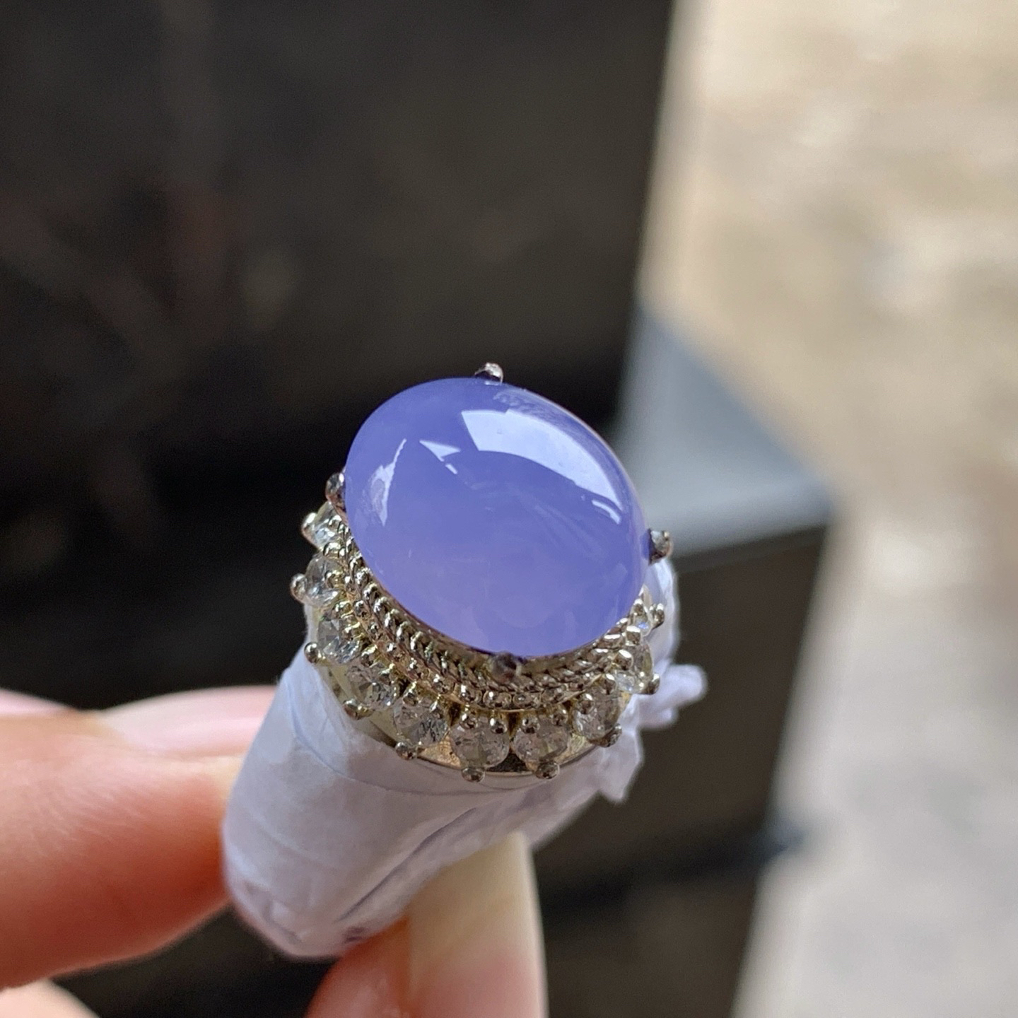 冰紫戒面^_^颜色好看