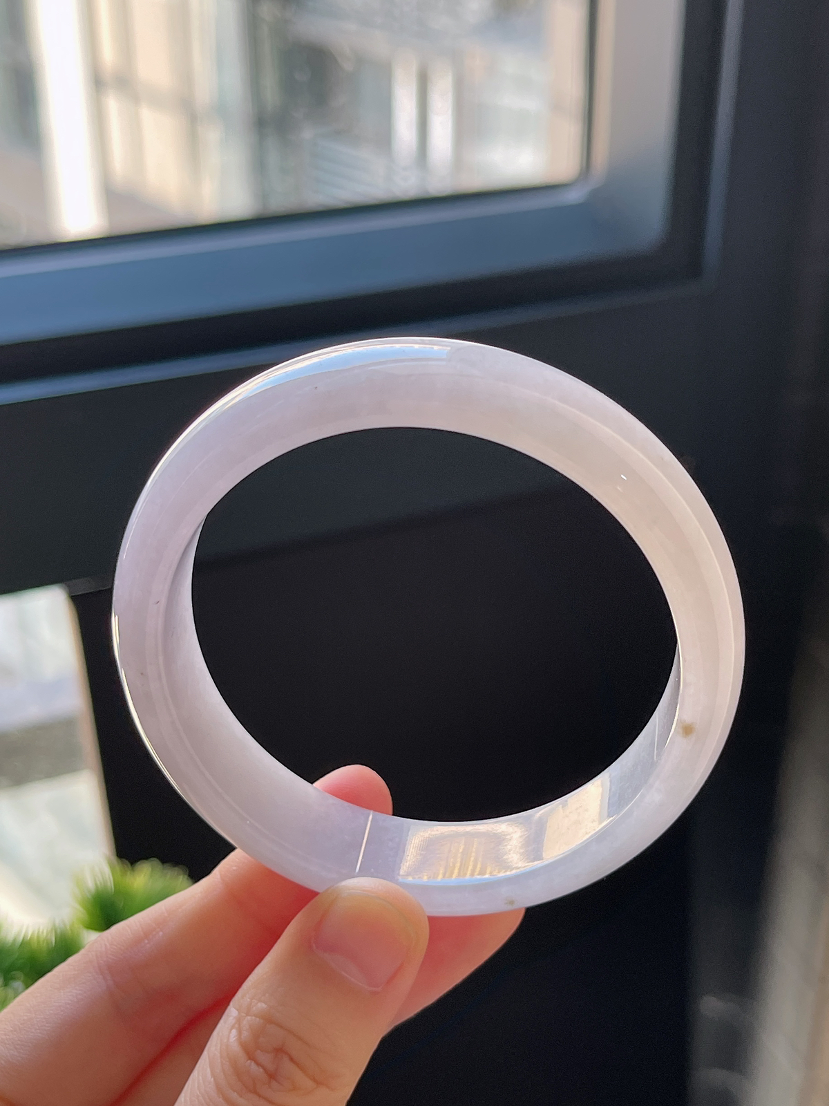 正圈57.8圈口，翡翠糯化种紫色手镯