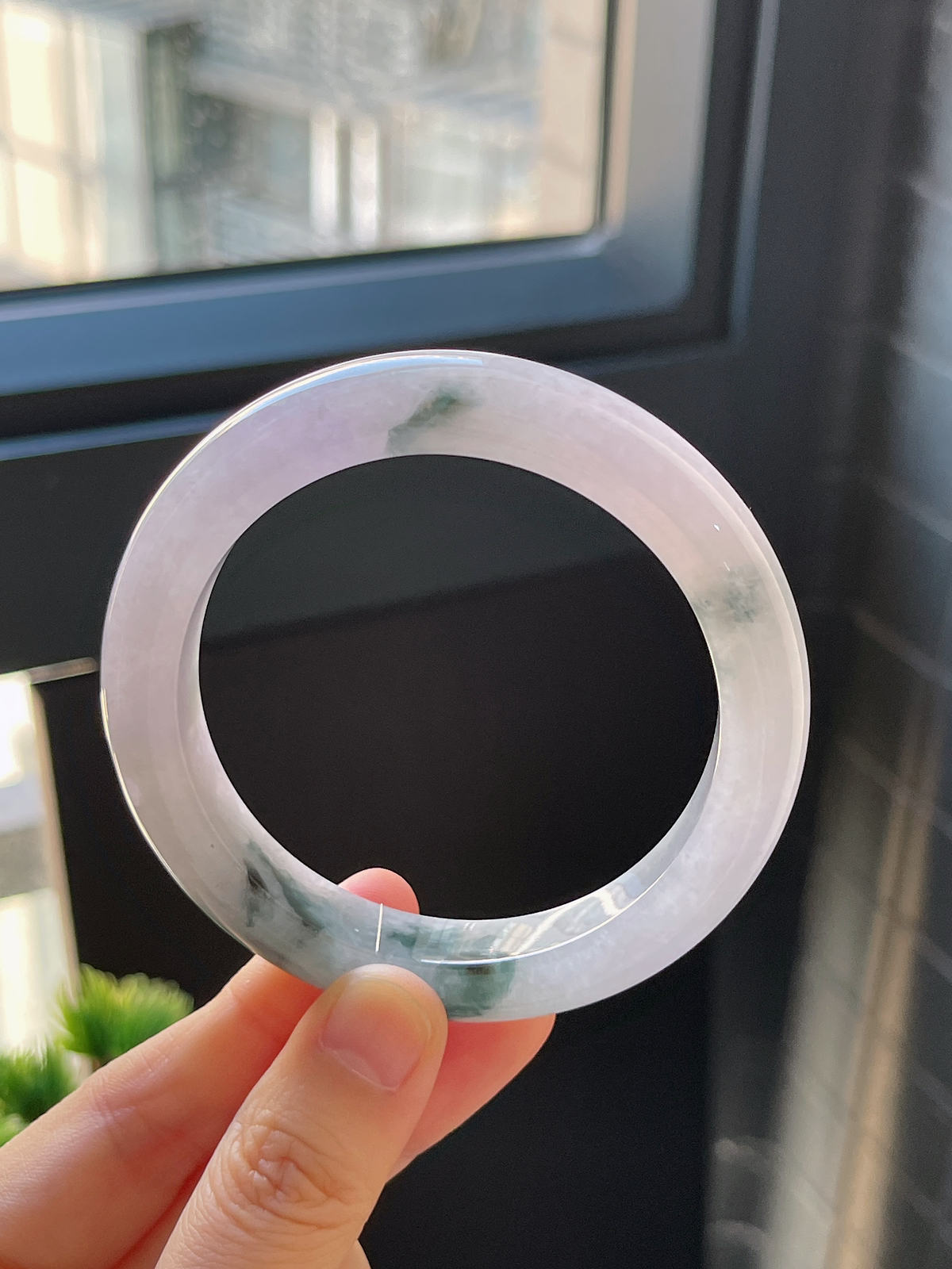 正圈56.6圈口，翡翠冰糯种春带彩手镯