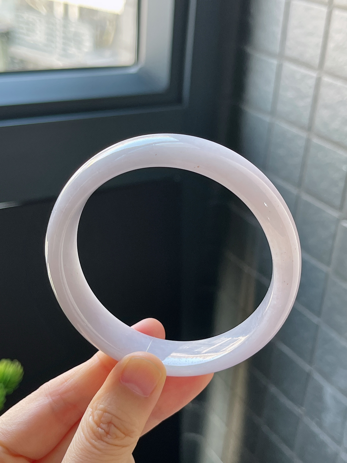 正圈60.1圈口，翡翠糯化种紫色手镯