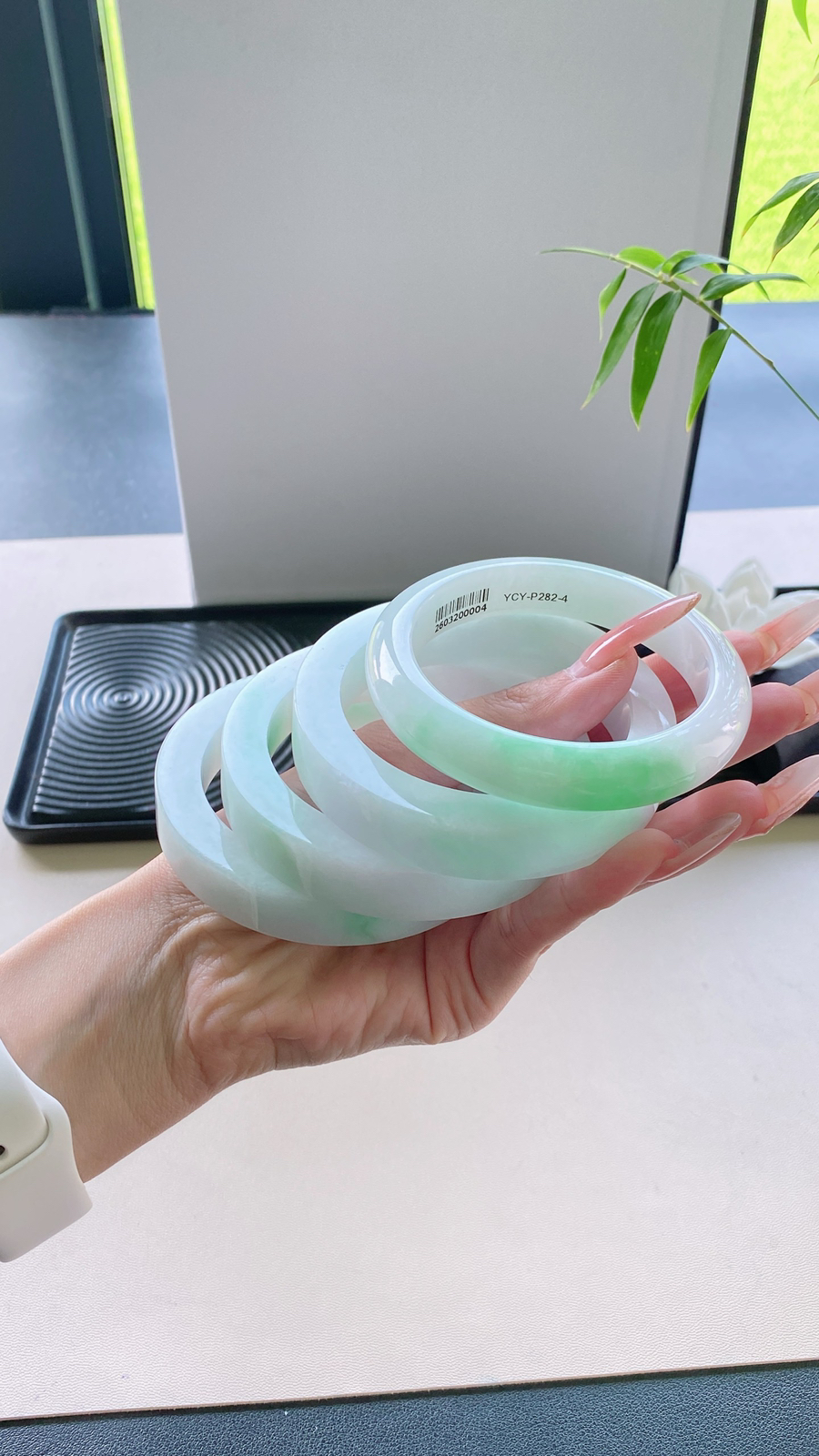 【白底青手镯胚】