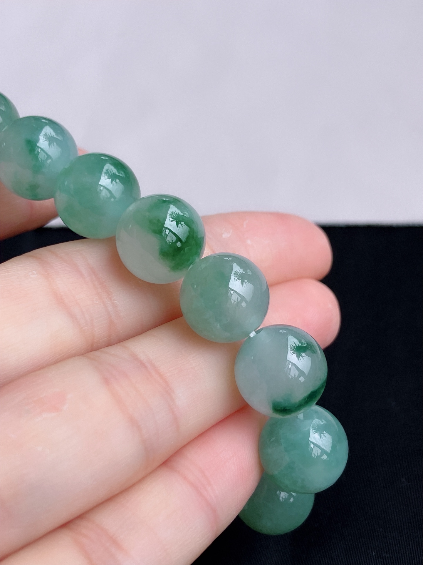 ️，冰飘花手串，晶莹剔透，花色清爽，尺寸12.5，自然光实拍