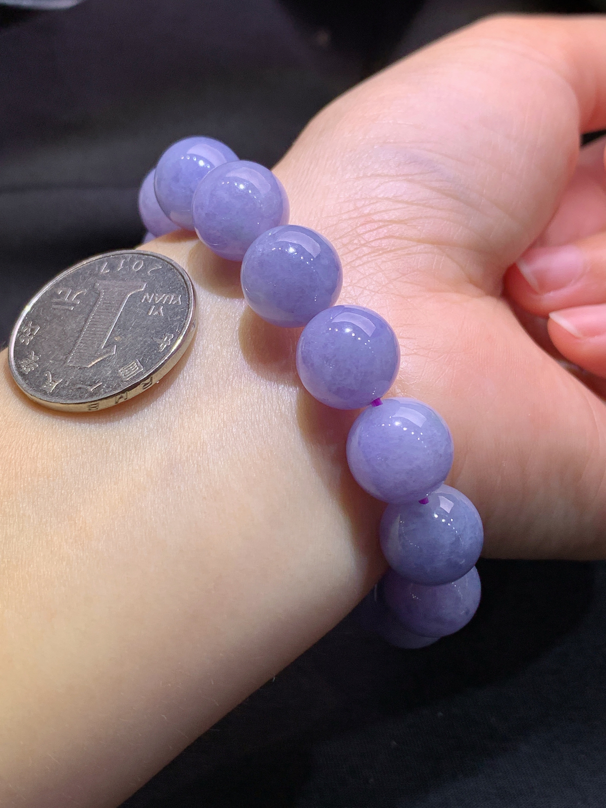 紫罗兰圆珠手串，手链，冰润鲜艳，玉质细腻，种水足，Be 直径12