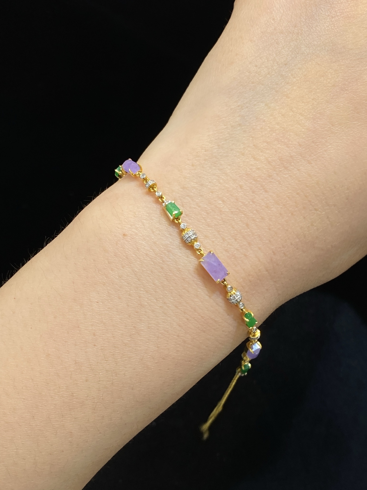 双色 异形 辣绿 手链 设计款 18k金，尺寸7/4/3.2