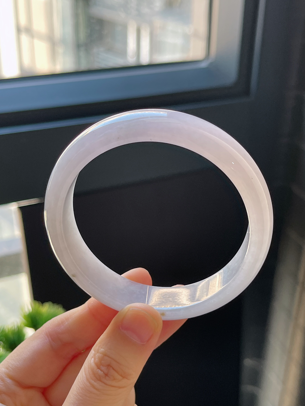 正圈57.8圈口，翡翠糯化种紫色手镯