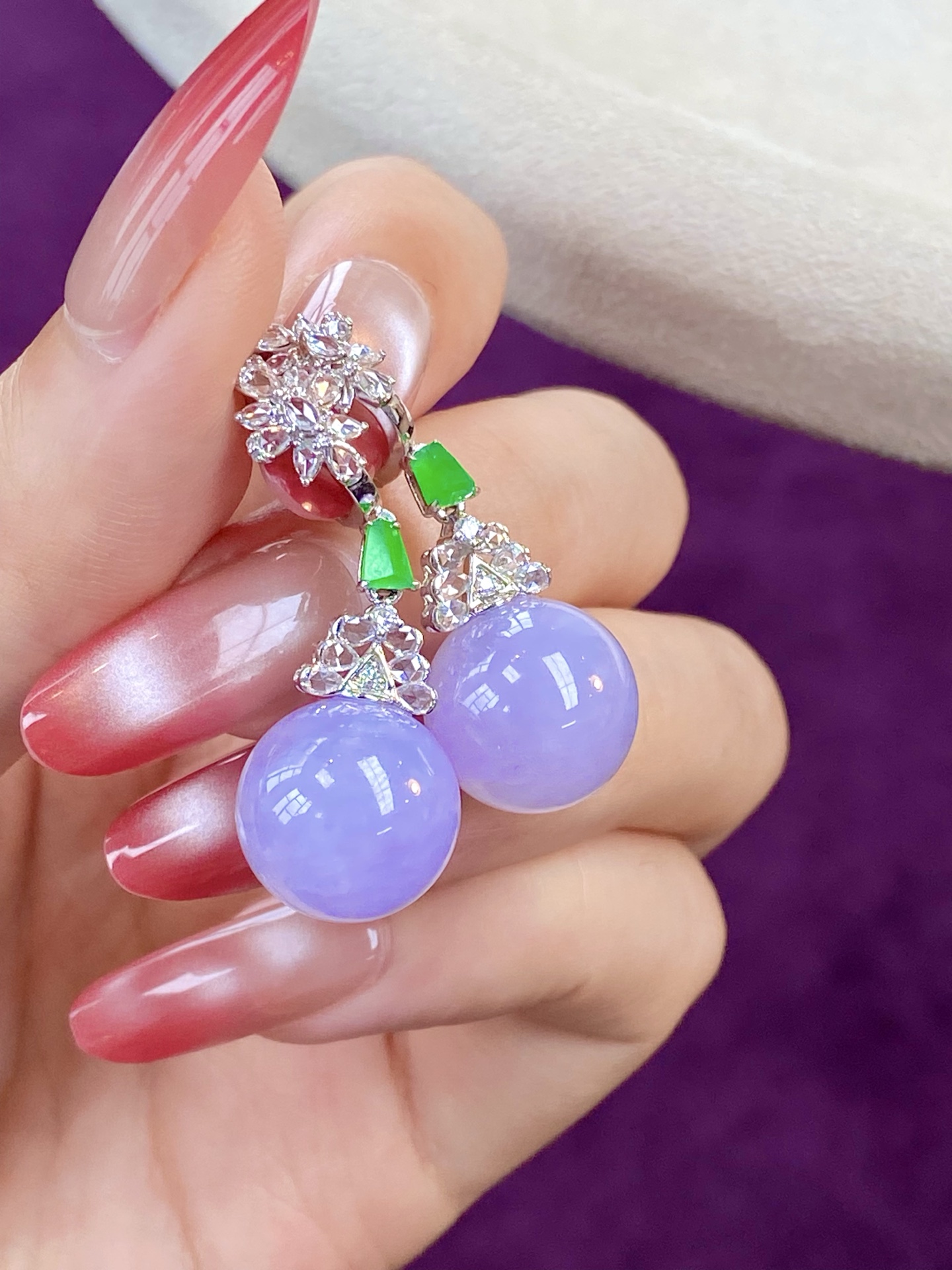 ️冰紫珠珠耳坠，紫气东来，贵气又婉约，戴上提气质，低调又有辨识度：36.11，无裂