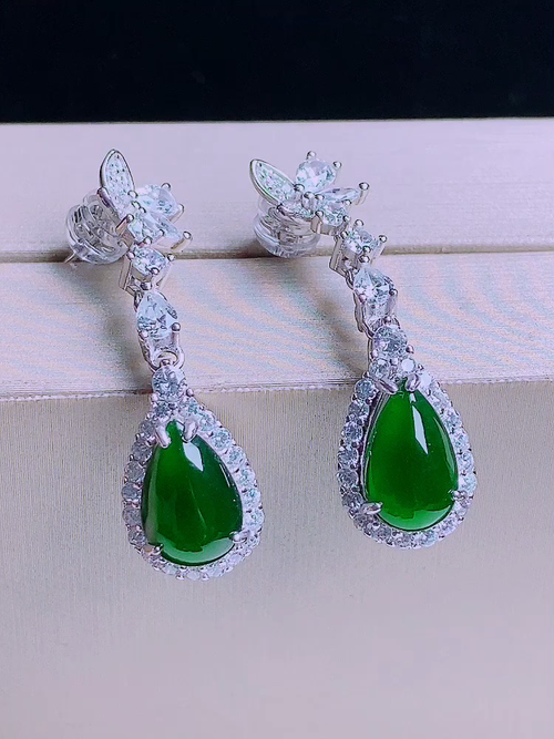 925银水滴耳钉，无裂，尺寸裸石11.2/7.5/6.6，编号23u9  28