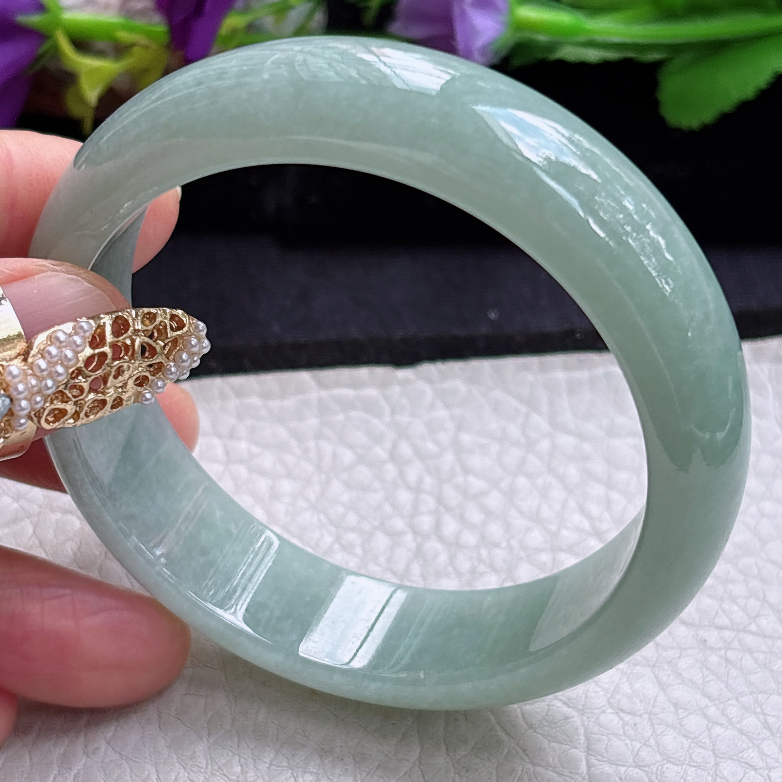 js实拍55.8*15.8*7.5轮胎镯 缅甸翡翠a货手镯满绿正圈大气玉镯子
