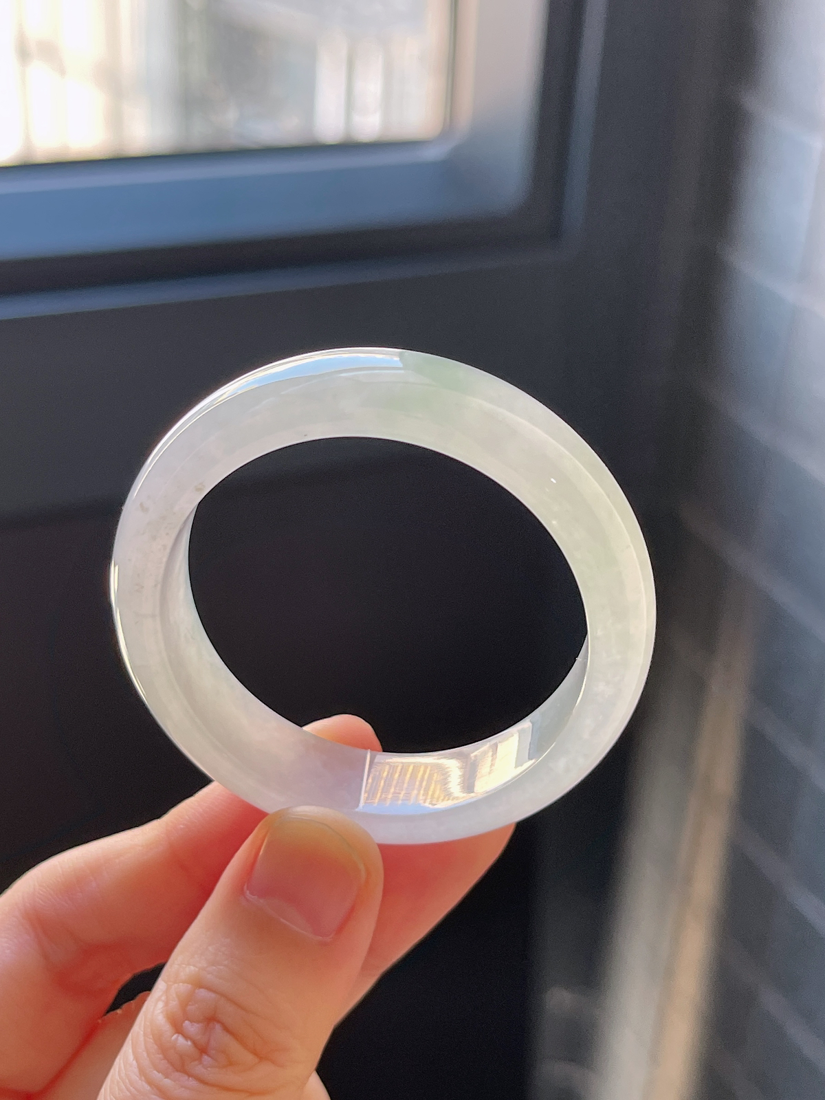 正圈40.3圈口，翡翠冰糯种淡绿童镯