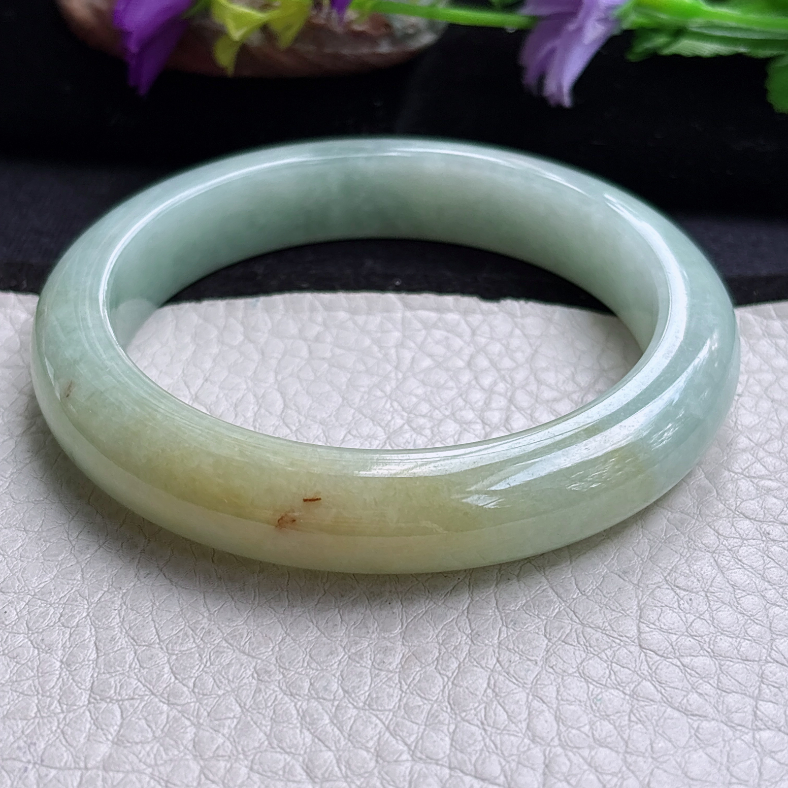 ss大圈口61.5*12.8*9.3招财镯 缅甸翡翠a货手镯双彩正圈玉镯子