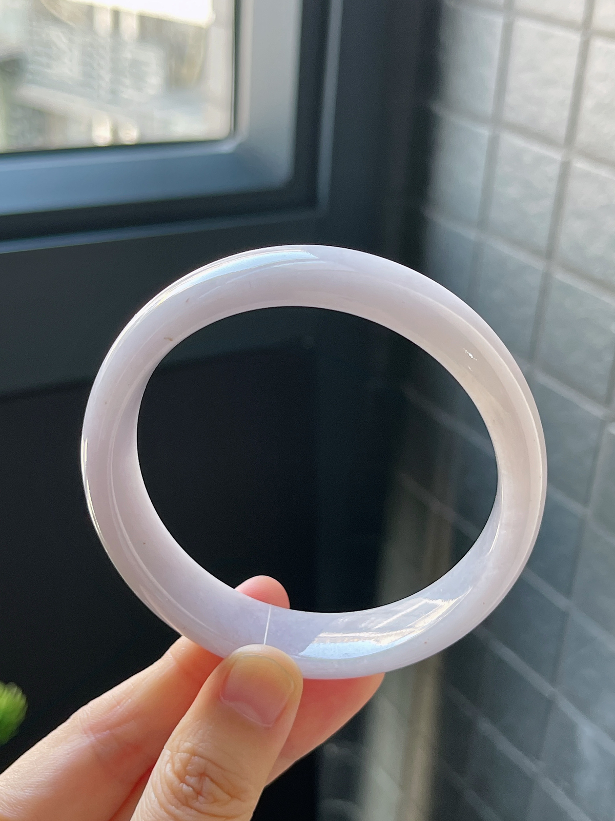 正圈60.1圈口，翡翠糯化种紫色手镯