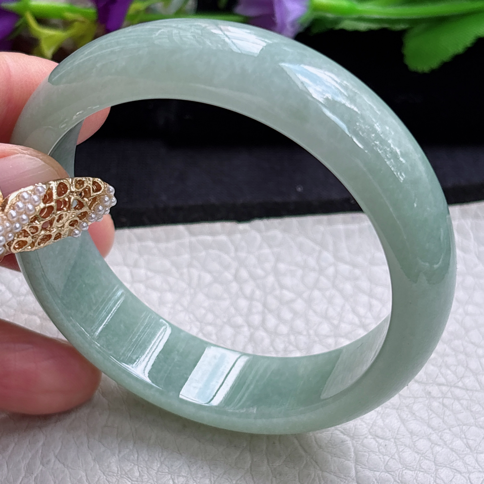 js实拍55.8*15.8*7.5轮胎镯 缅甸翡翠a货手镯满绿正圈大气玉镯子