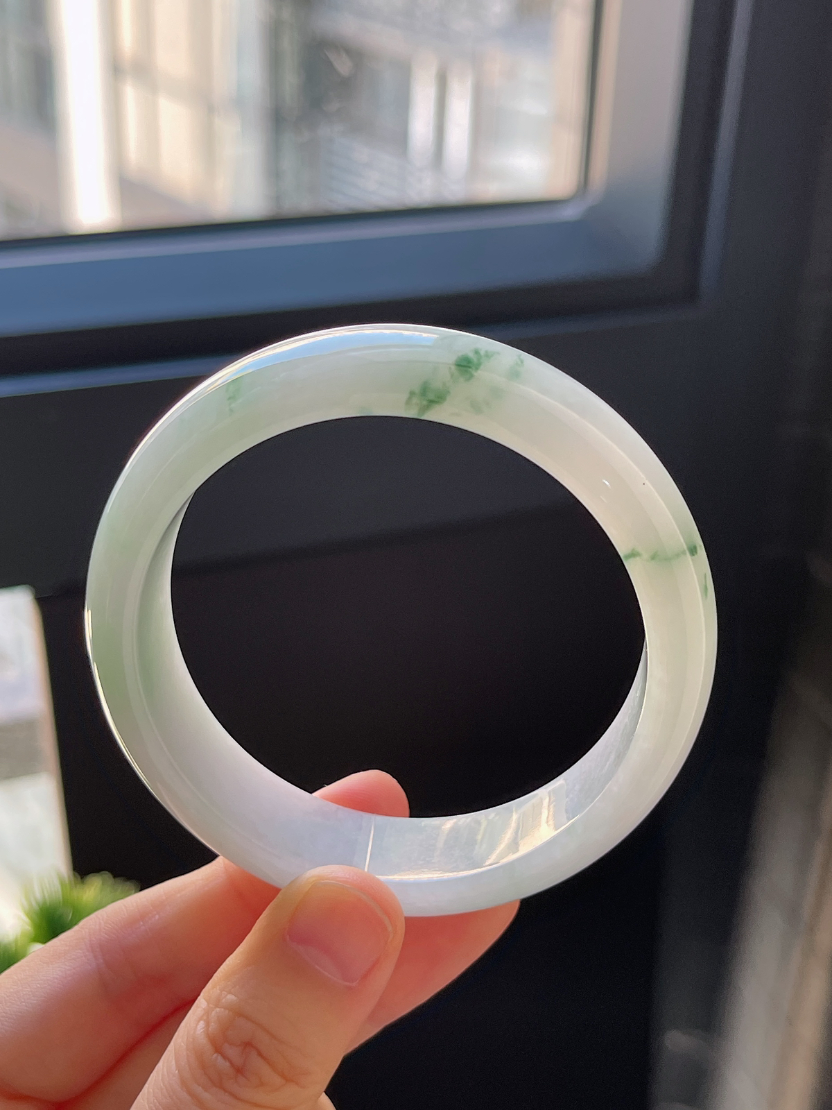 正圈55.4圈口，翡翠糯化种飘花手镯