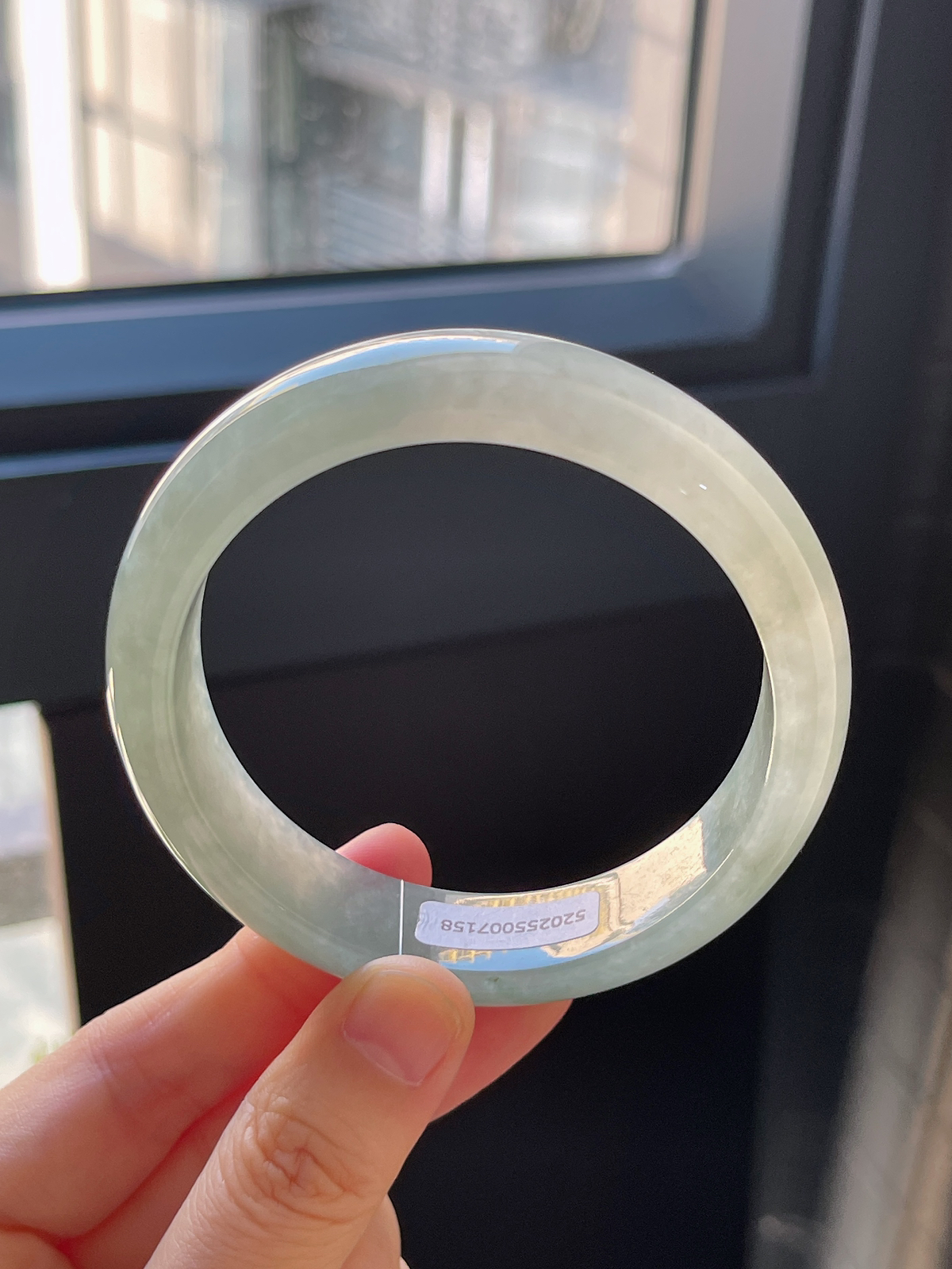 正圈58.5圈口，翡翠糯化种绿色手镯