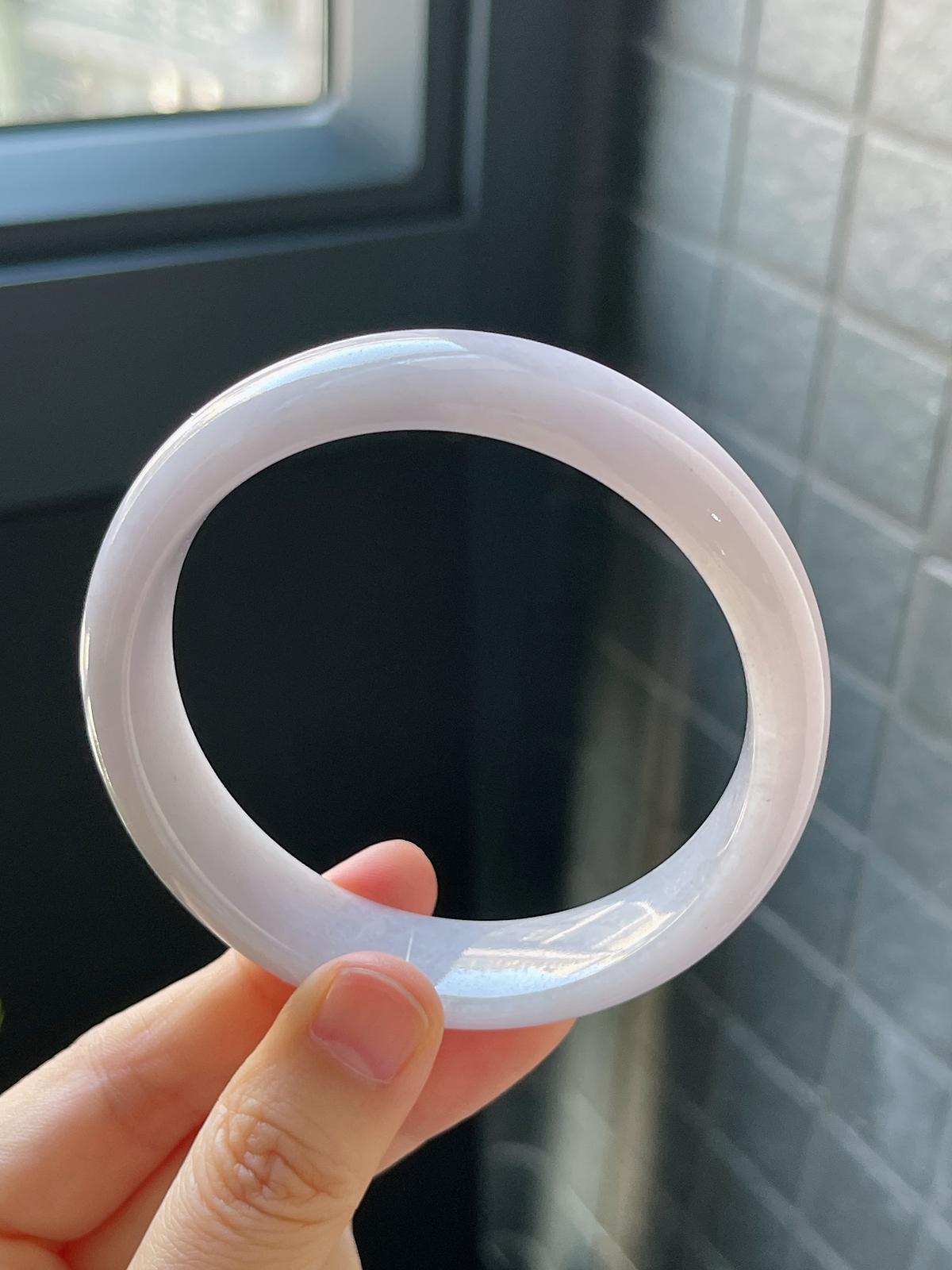 正圈60.1圈口，翡翠糯化种紫色手镯