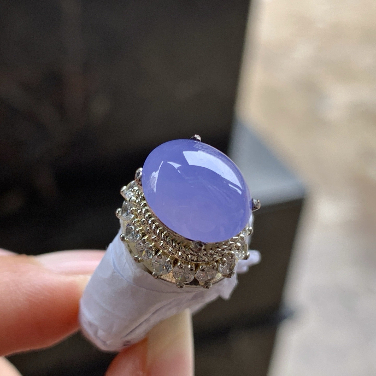 冰紫戒面^_^颜色好看