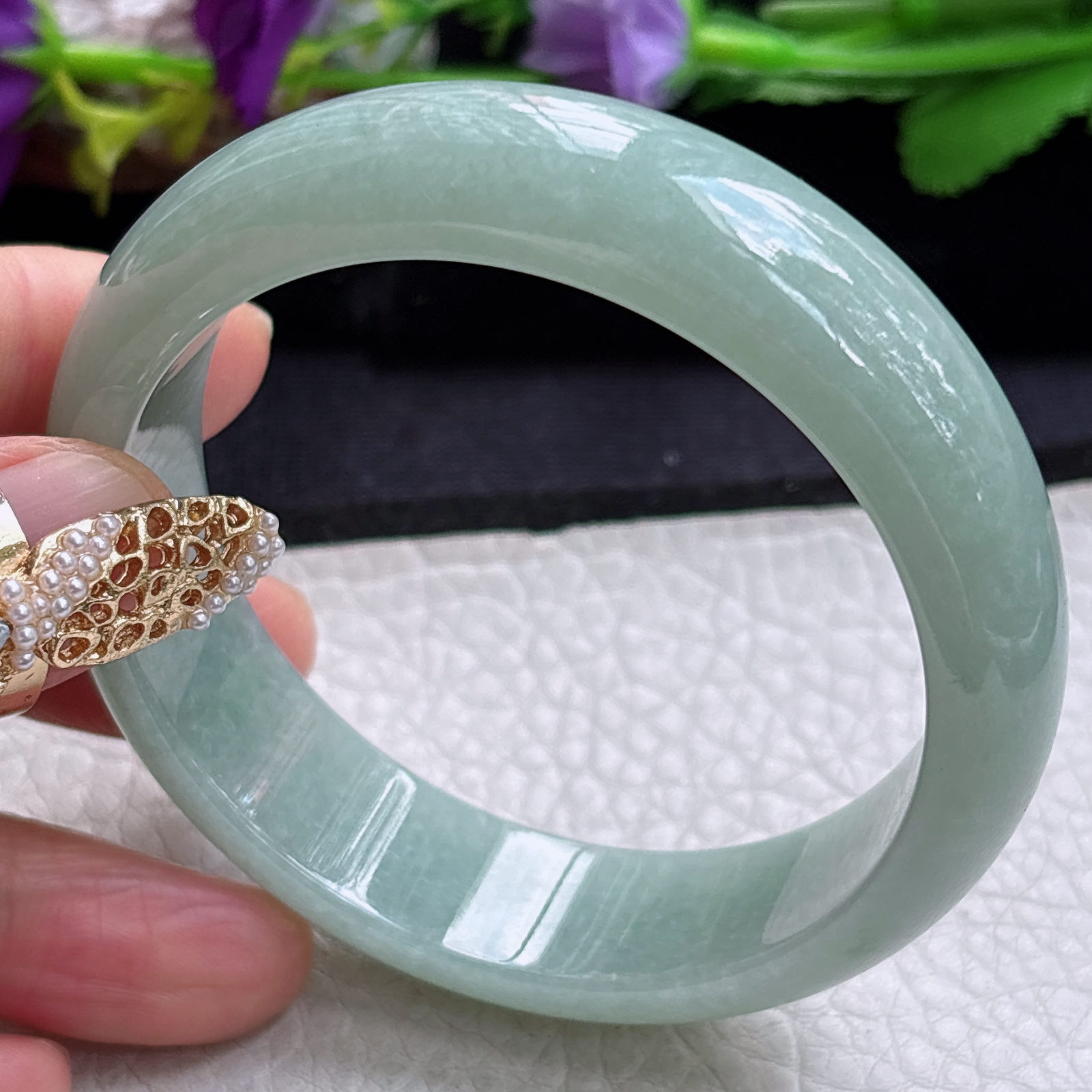 js实拍55.8*15.8*7.5轮胎镯 缅甸翡翠a货手镯满绿正圈大气玉镯子