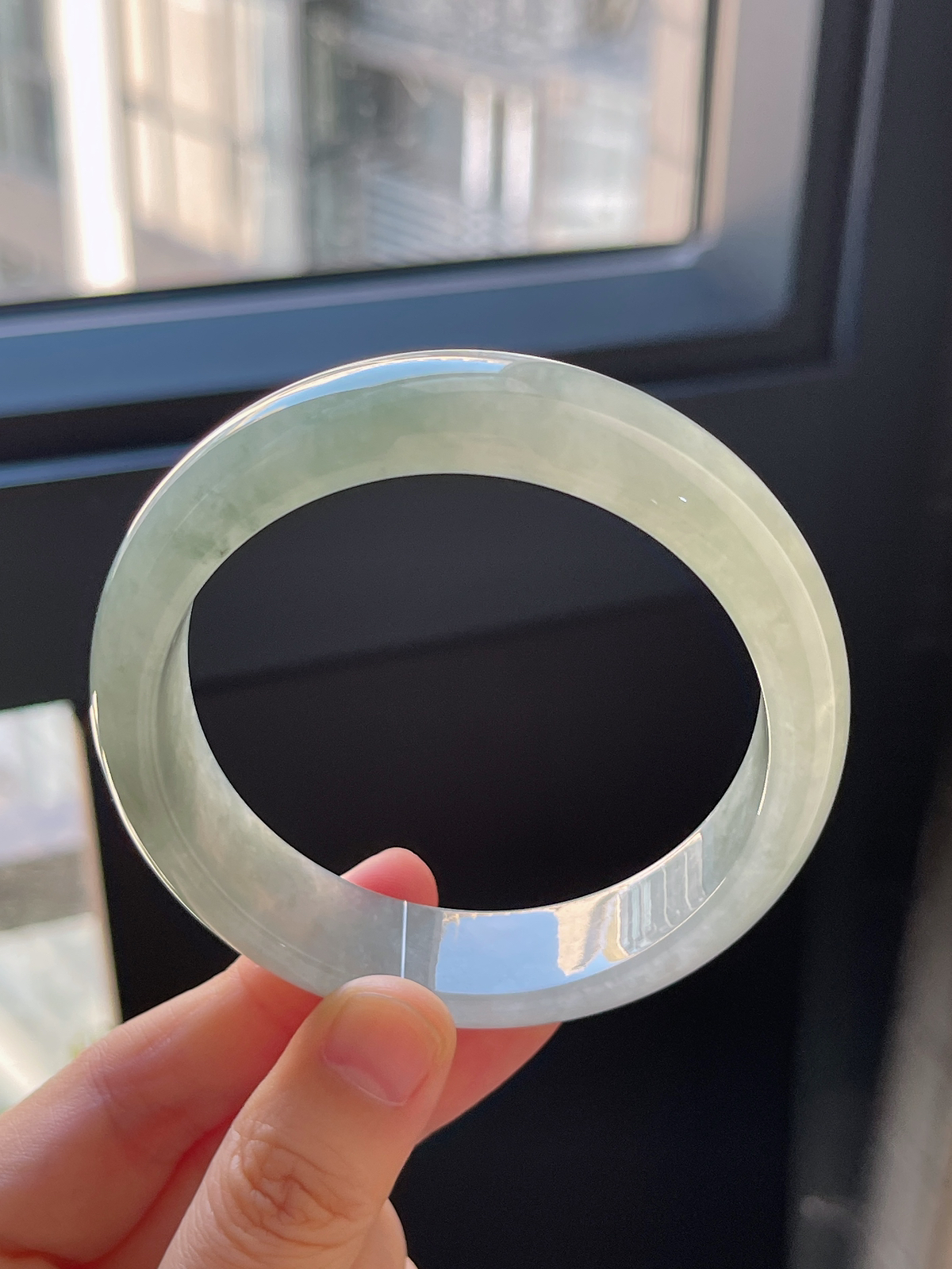 正圈58.5圈口，翡翠糯化种绿色手镯