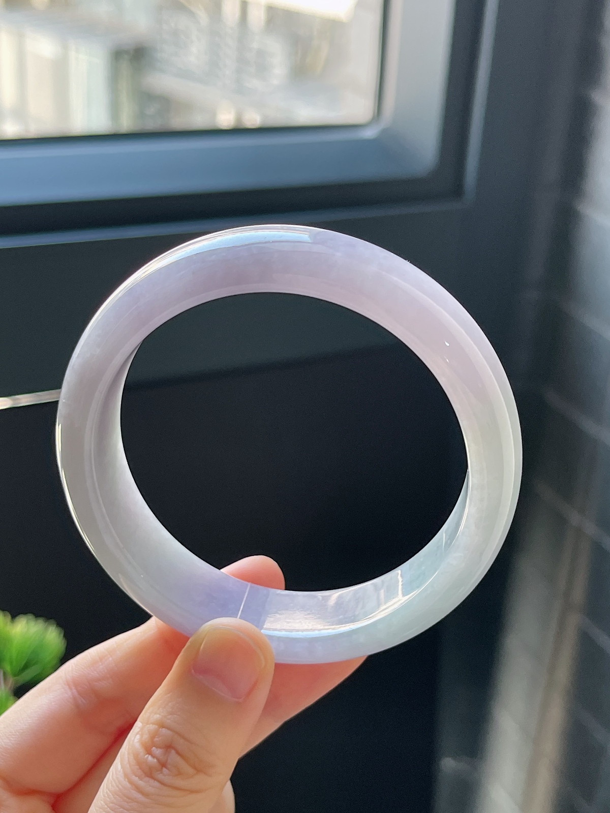 正圈58.8圈口，翡翠糯化种紫色手镯