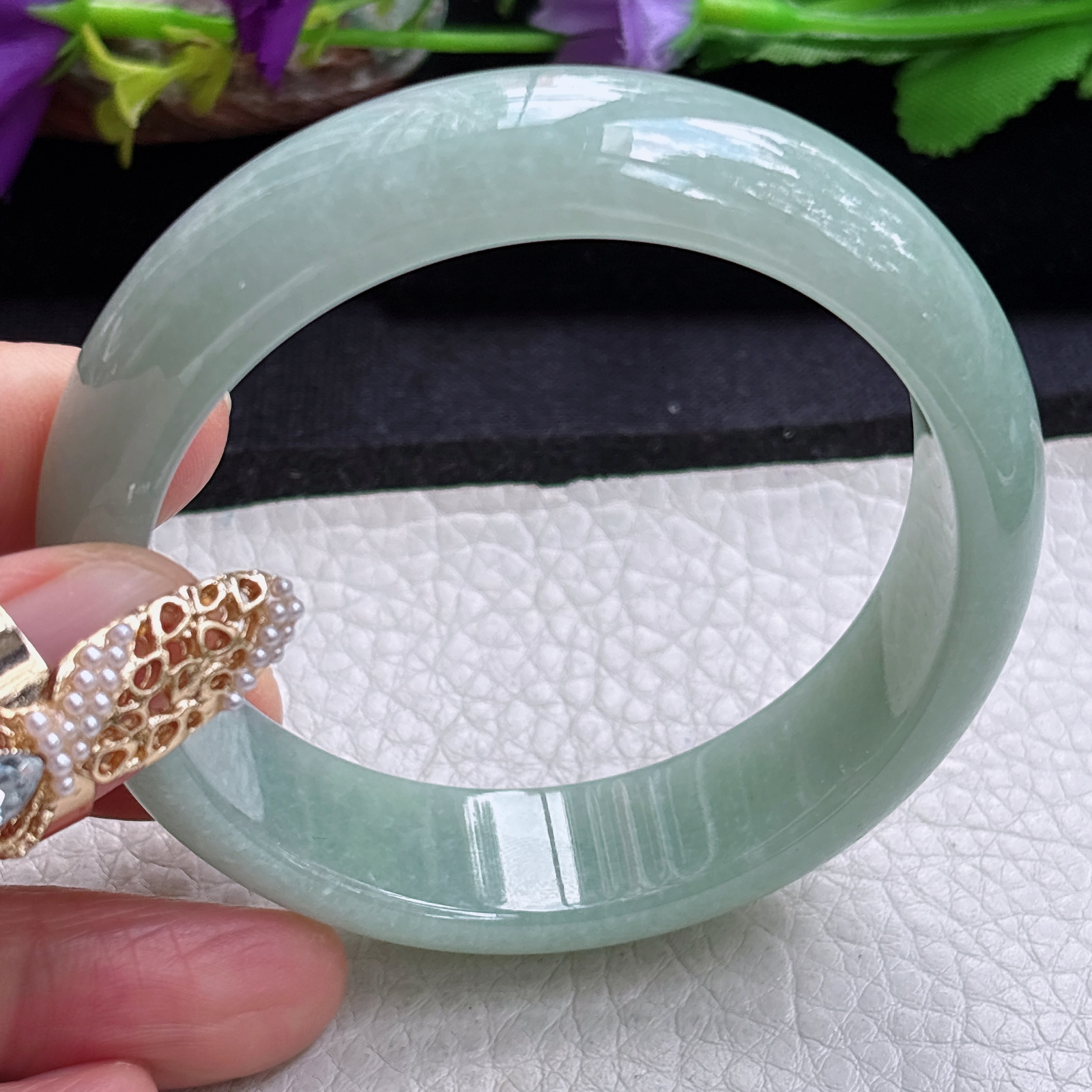 js实拍55.8*15.8*7.5轮胎镯 缅甸翡翠a货手镯满绿正圈大气玉镯子
