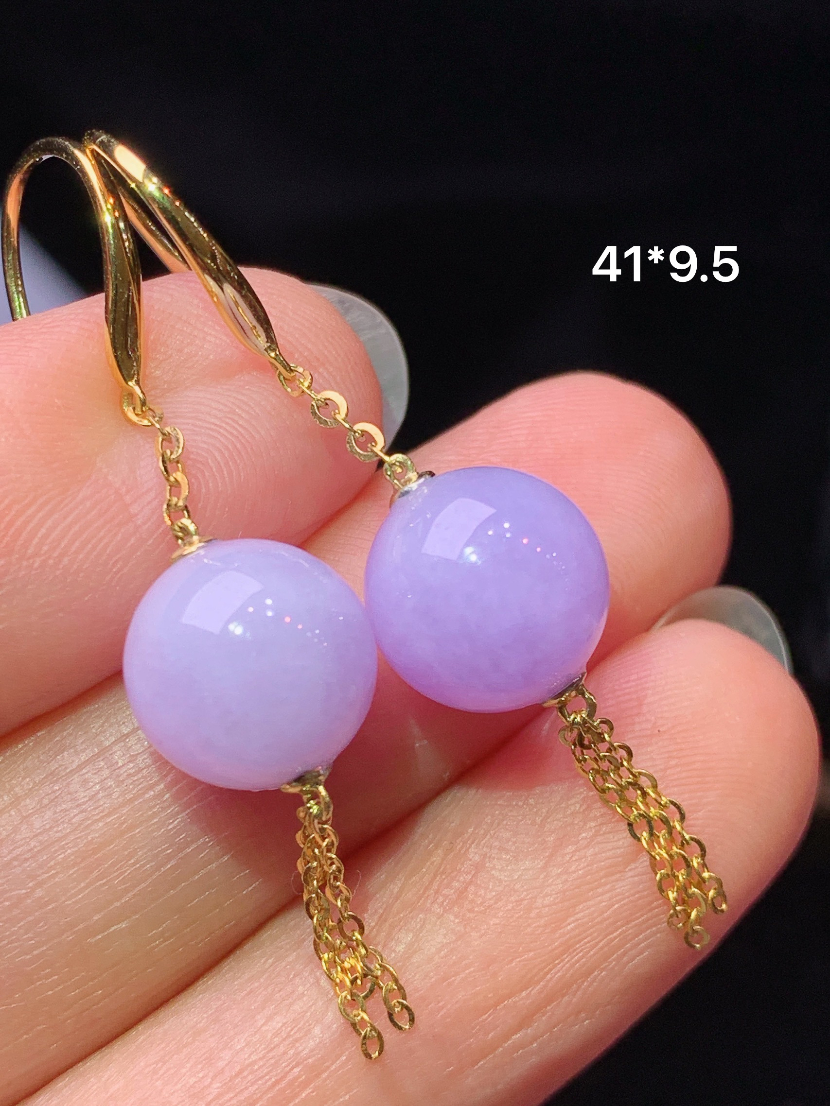 18k金镶嵌紫罗兰圆珠吊坠 玉质细腻 色泽艳丽清新 水润亮眼 整体尺寸41*9.5m2