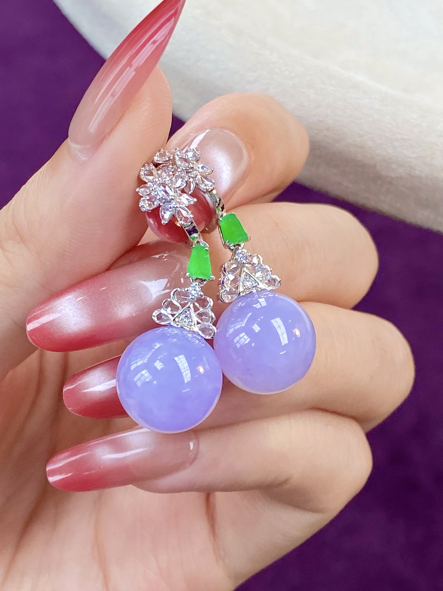 ️冰紫珠珠耳坠，紫气东来，贵气又婉约，戴上提气质，低调又有辨识度：36.11，无裂