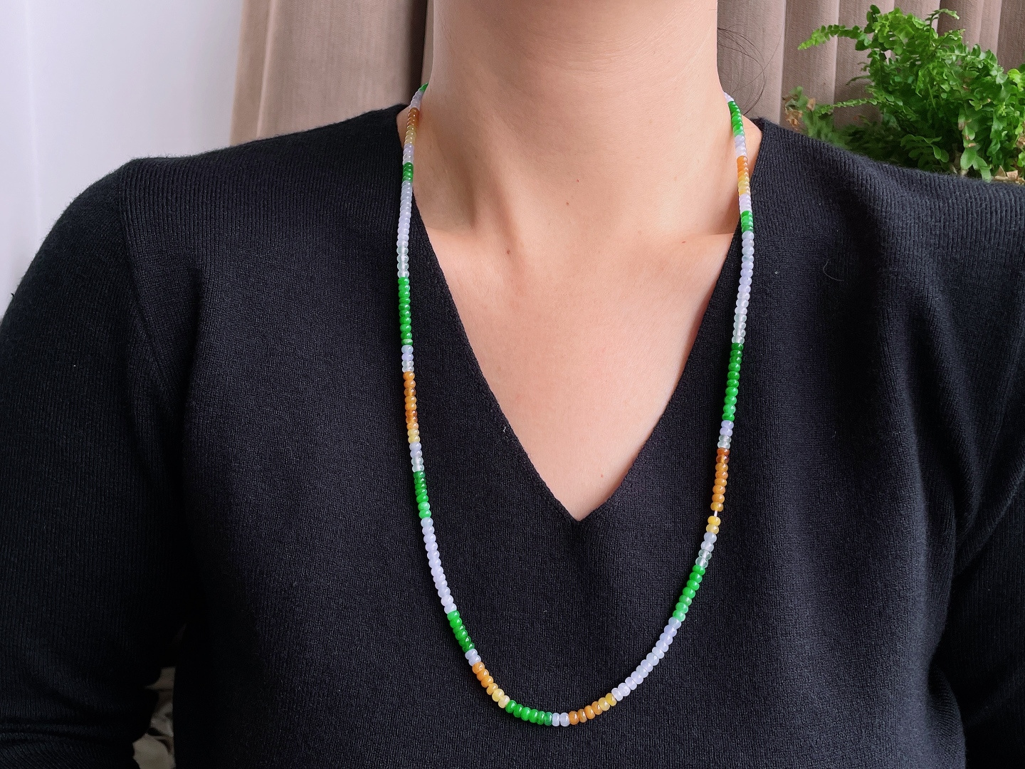 珠子，冰多宝珠链圆珠珠子算盘珠珠链，缅料，性比高，尺寸4.1-2.8mm，35cm，26克