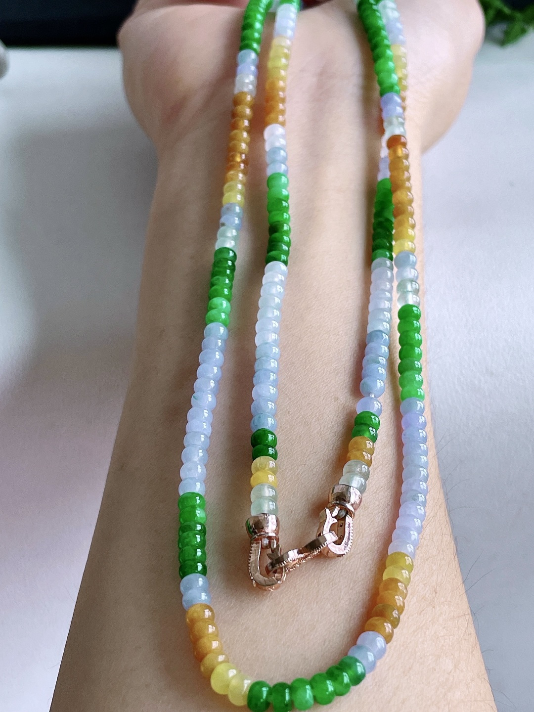 珠子，冰多宝珠链圆珠珠子算盘珠珠链，缅料，性比高，尺寸4.1-2.8mm，35cm，26克