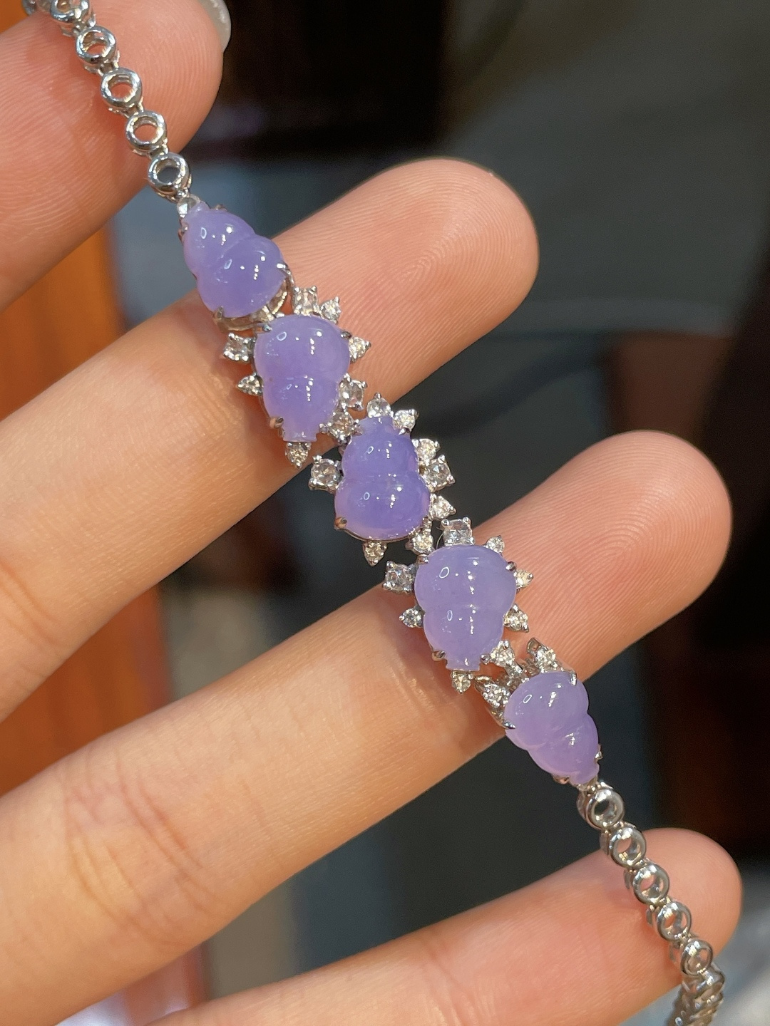 葫芦手链，，18k金镶嵌，8.5/6.9/3.6