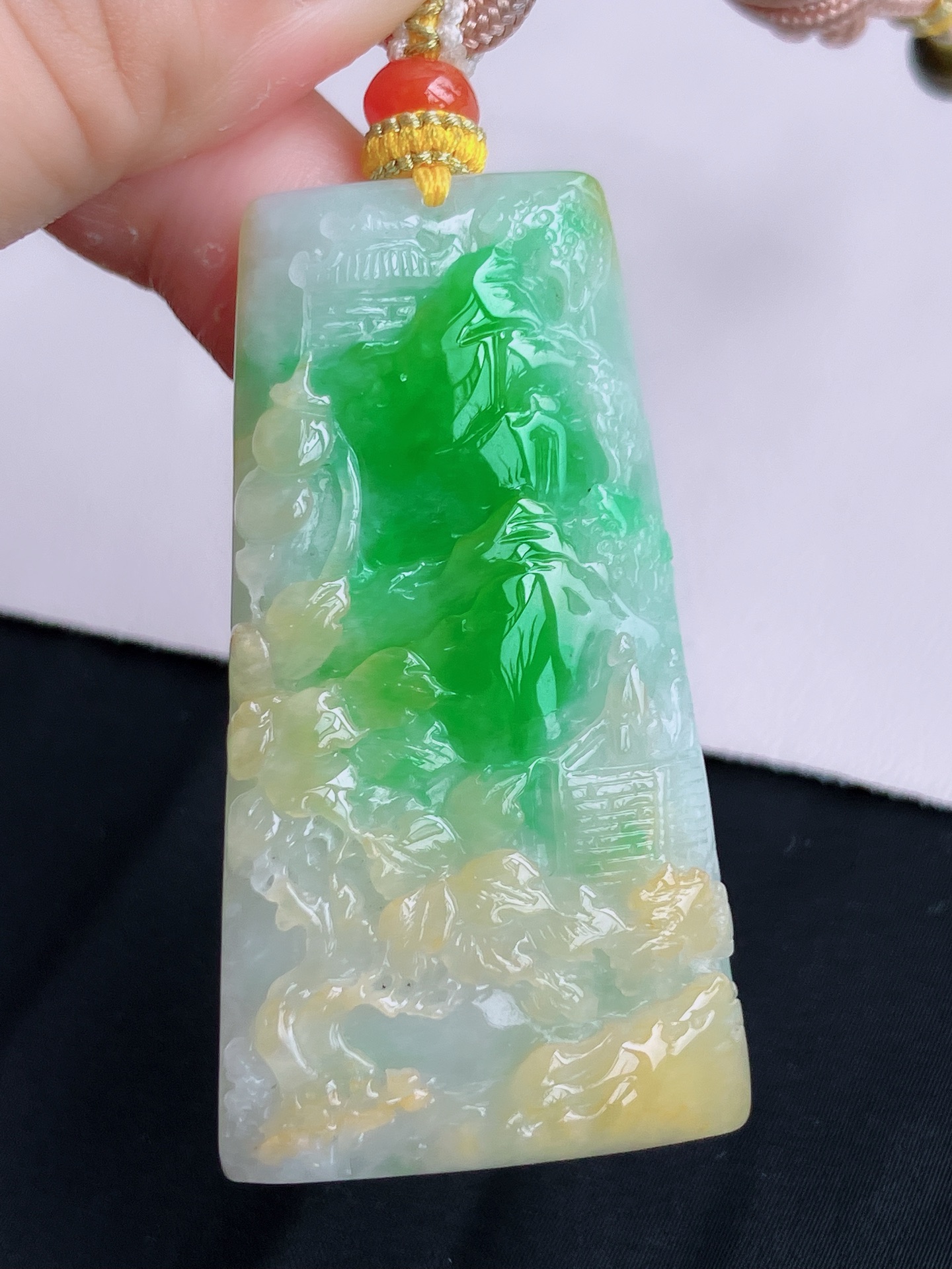 ️，三彩山水牌，意境美，尺寸57/31/9，自然光实拍