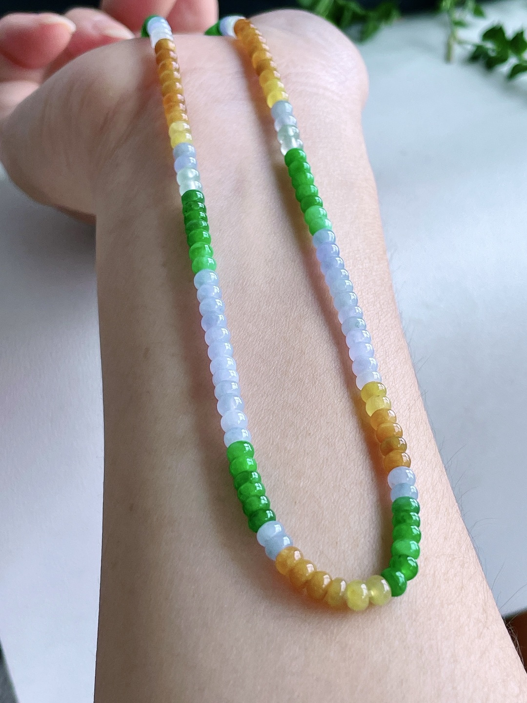 珠子，冰多宝珠链圆珠珠子算盘珠珠链，缅料，性比高，尺寸4.1-2.8mm，35cm，26克